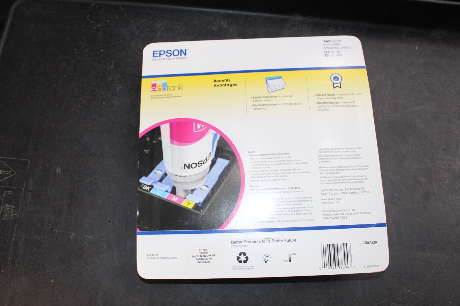 Epson 542 Ecotank Ink – BLK/Cyan/Yellow/Magenta EXP: 05/2028+ T5421-4-SVH