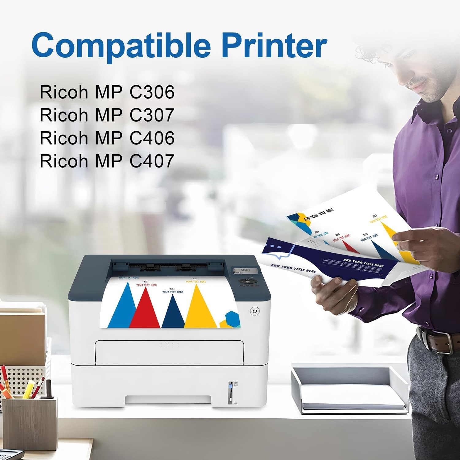 MP C306 C406 C307 C407 Toner Cartridge High Yield Replacement for Ricoh 84209…