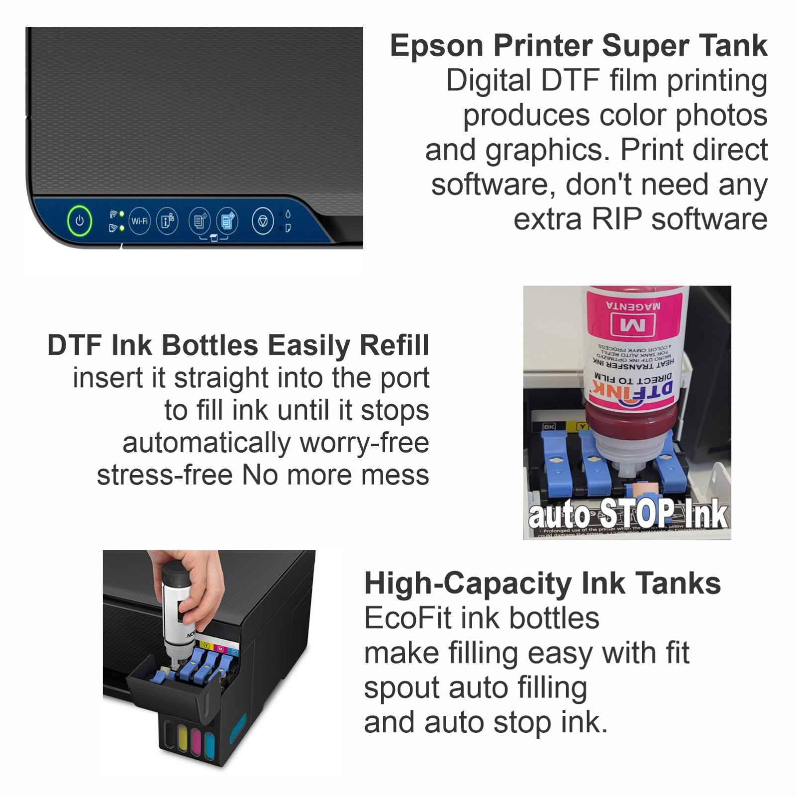 Epson Printer with DTF Ink Heat Transfer Color T-Shirt Maker Starter Kit..