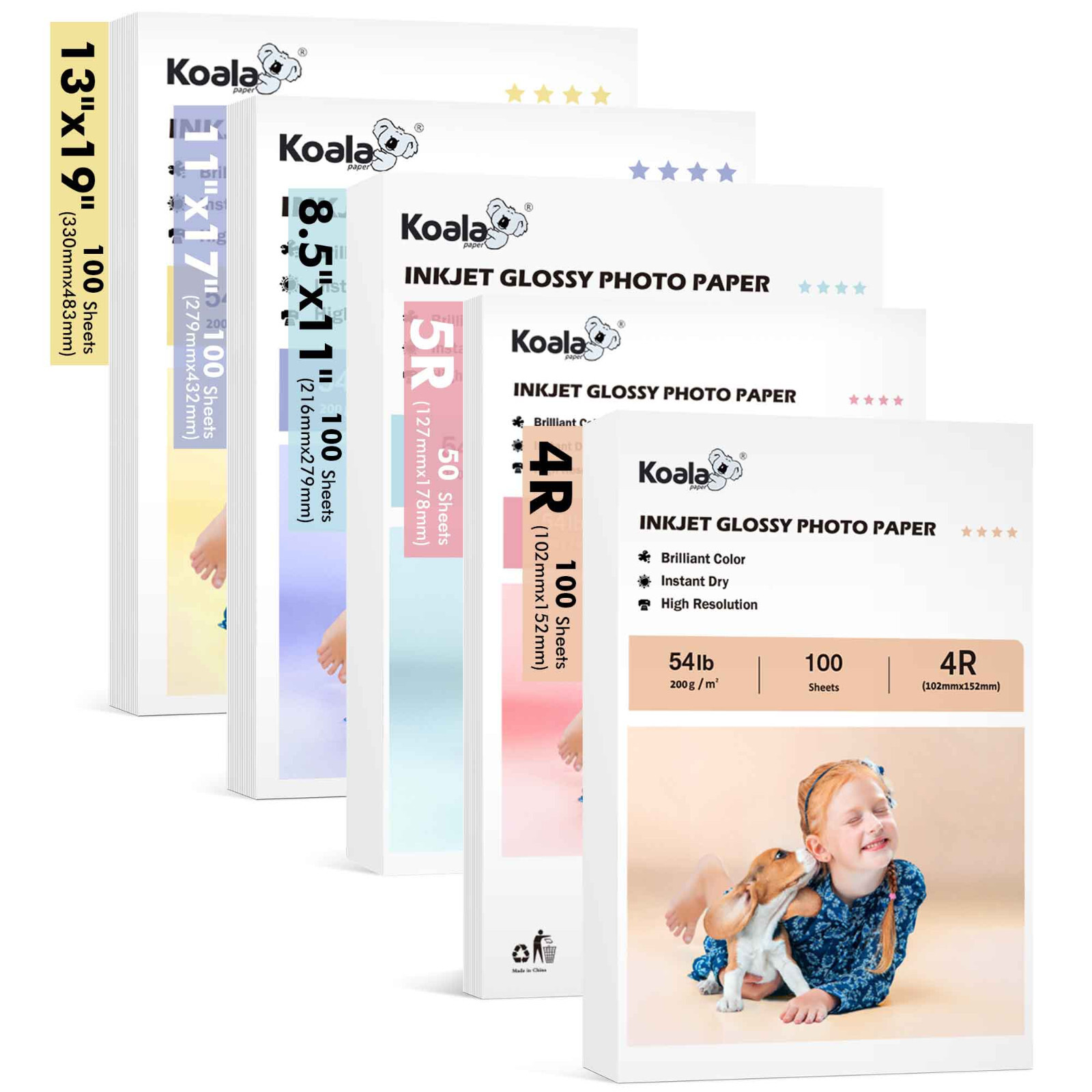 Lot Koala Premium Glossy Photo Paper 4×6 5×7 8.5×11 11×17 13×19 54lb 200g Inkjet