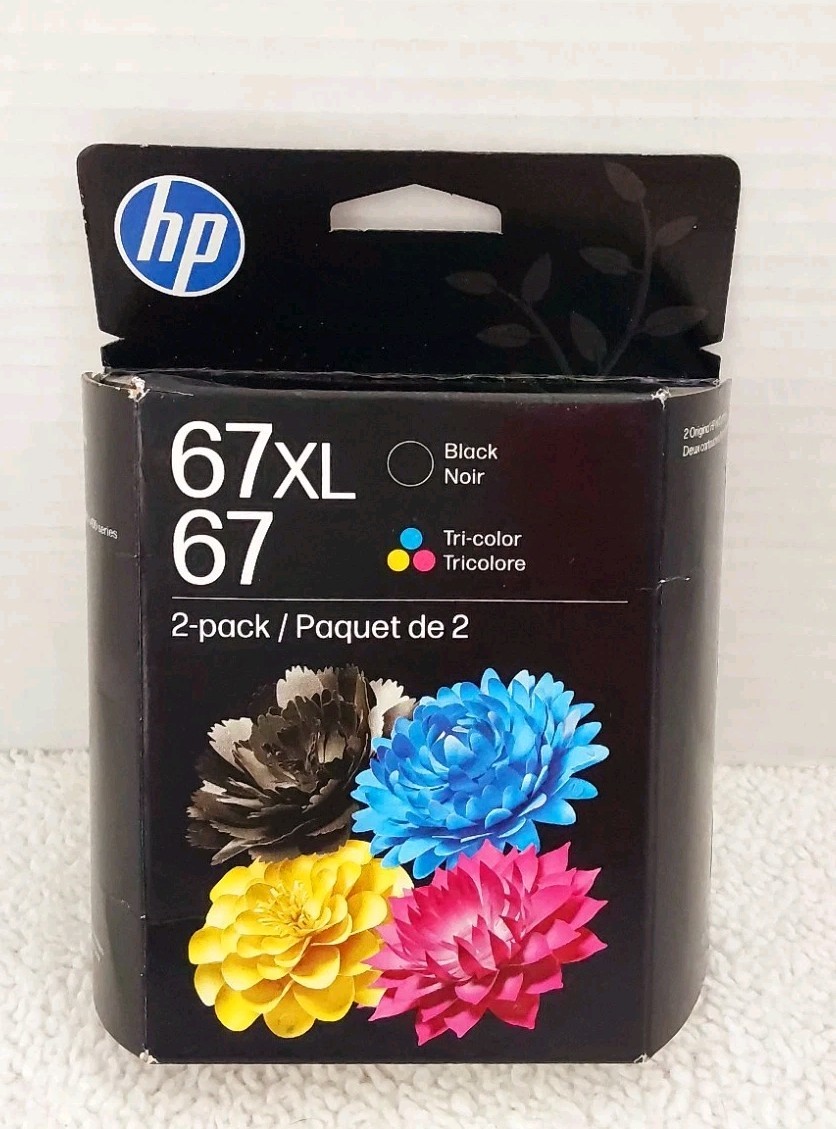 Genuine HP 67 XL Black & 67 Tri-Color Ink Catridges 2 Pack (3YP30AN) EXP 07/2027