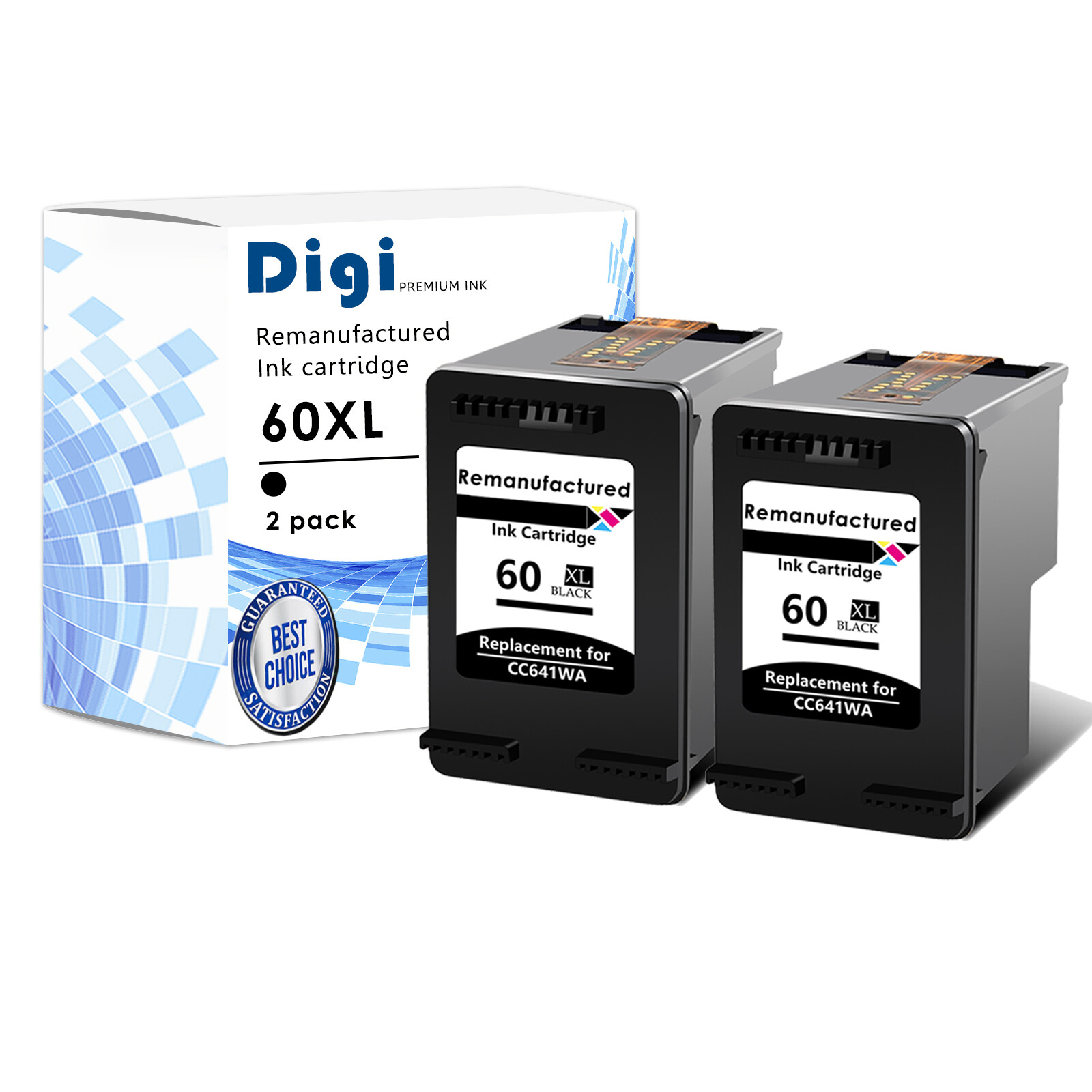 2PK 60XL Black CC641WN Ink Cartridge 60XL for HP Deskjet D2680 D5545 Printer