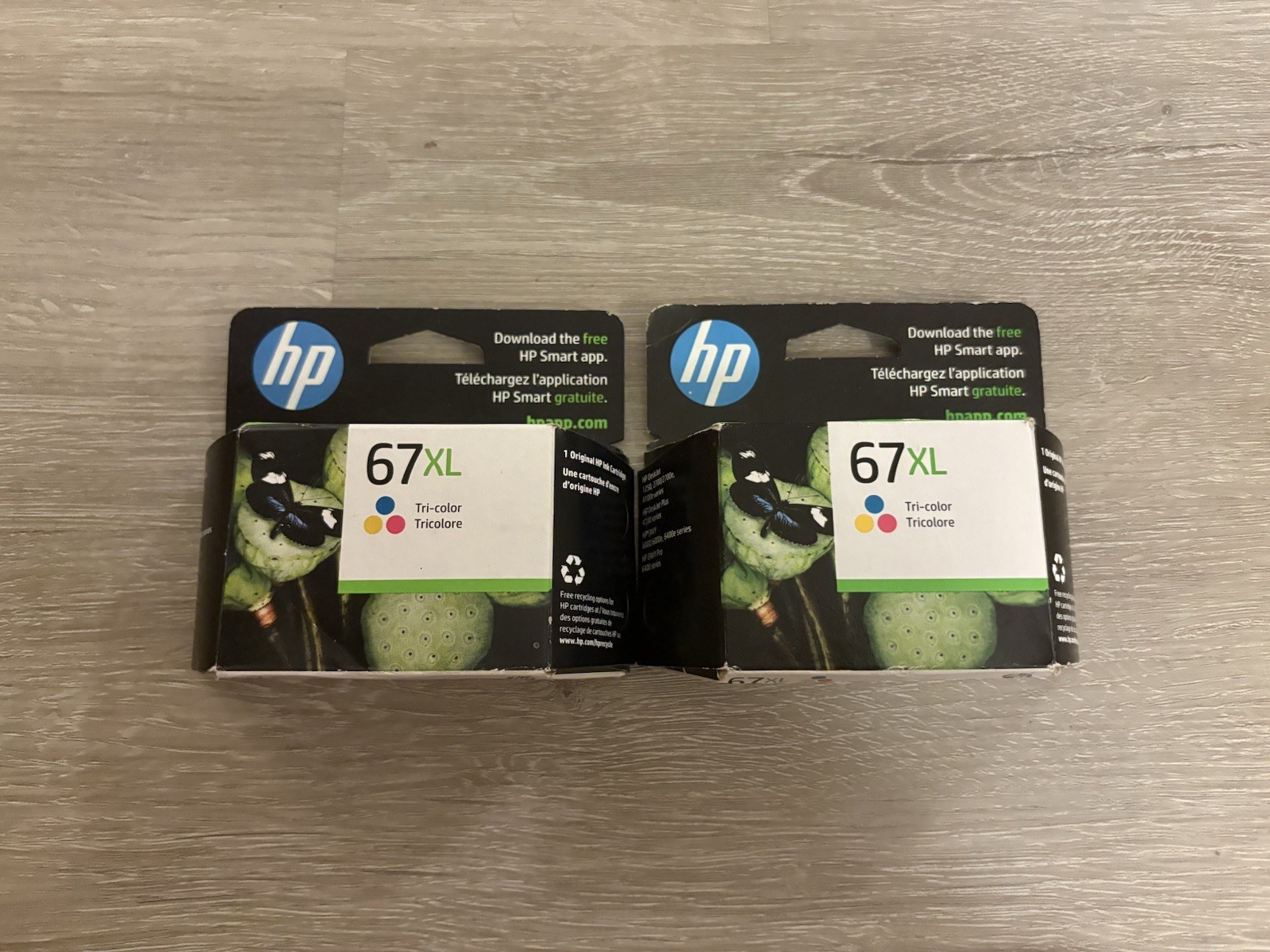 Genuine HP 67XL High Yield Tri-Color Original Ink Cartridges 3YM58AN – Lot of 2