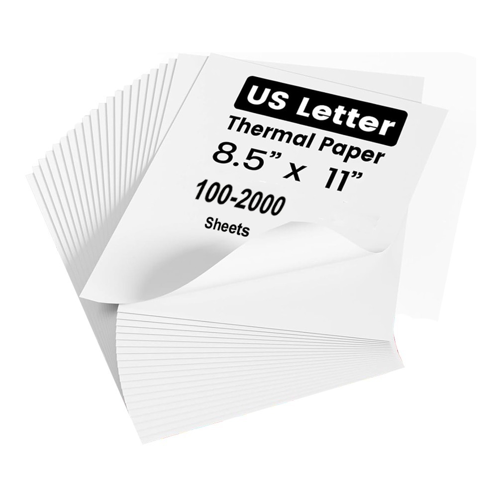 100-2000 Sheets Thermal Printer Paper 8.5”×11” US Letter Size Fanfold Paper
