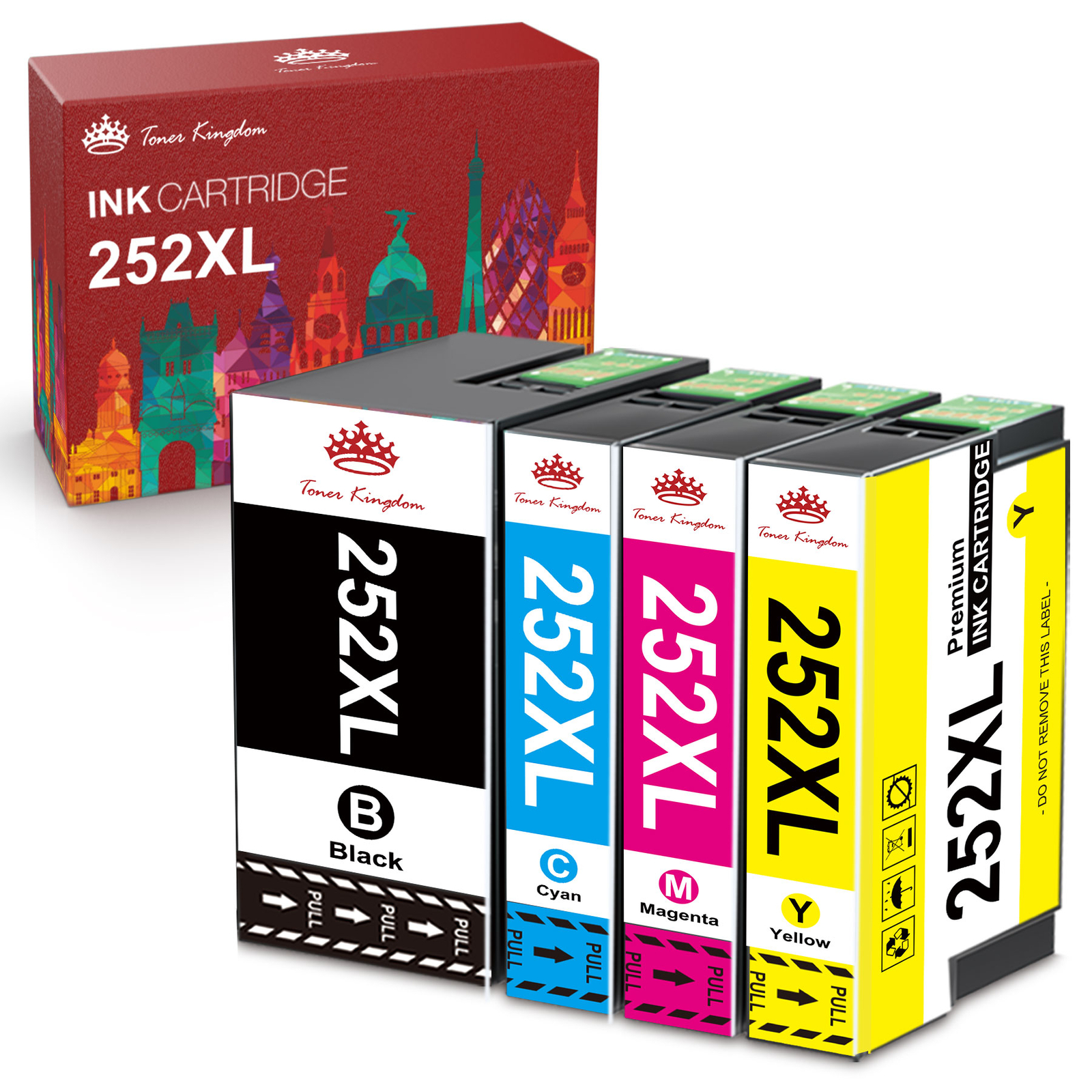 4Pcs T252XL 252XL Ink Cartridges Set For Epson WorkForce WF-3630 7620 7710 7720