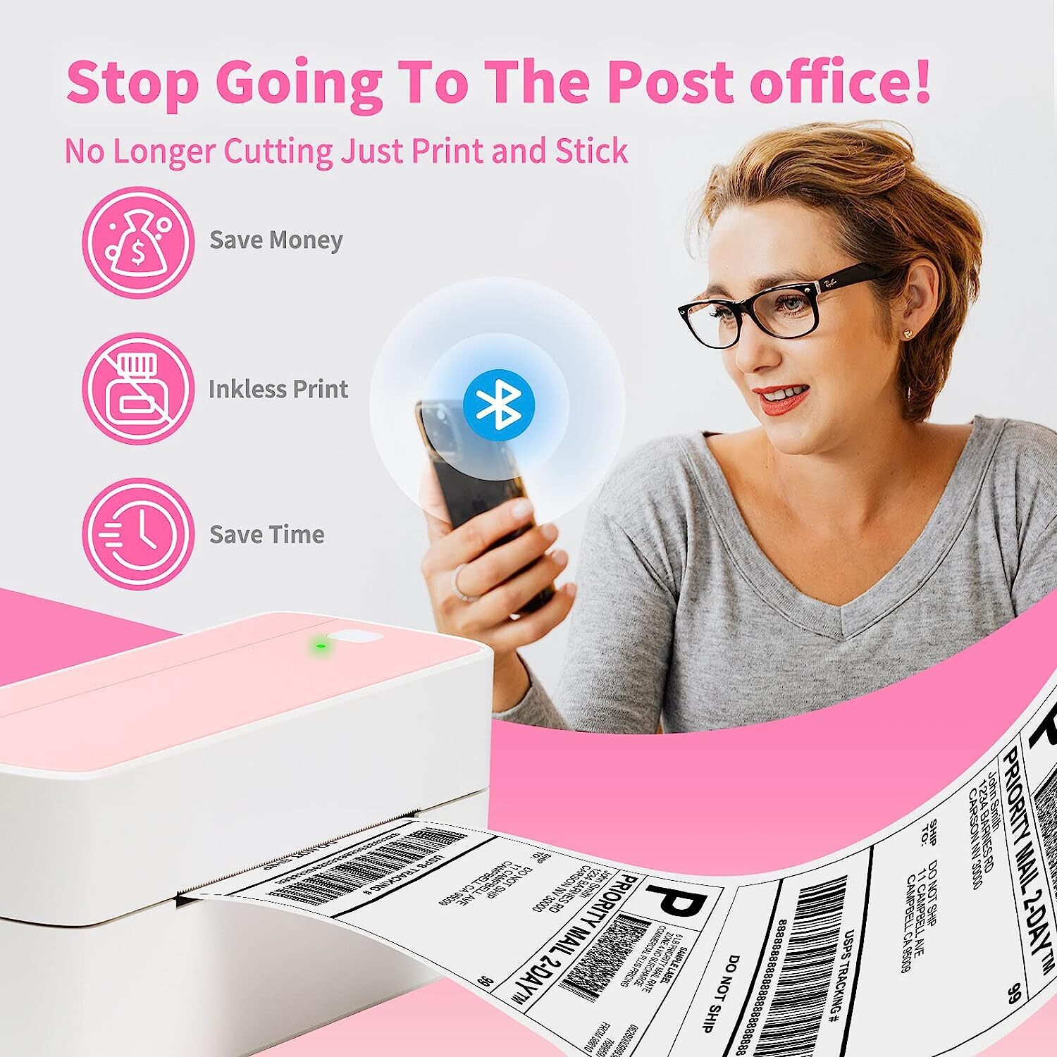 Bluetooth Shipping Label Printer for Shipping Packages Label Maker UPS USPS LOT