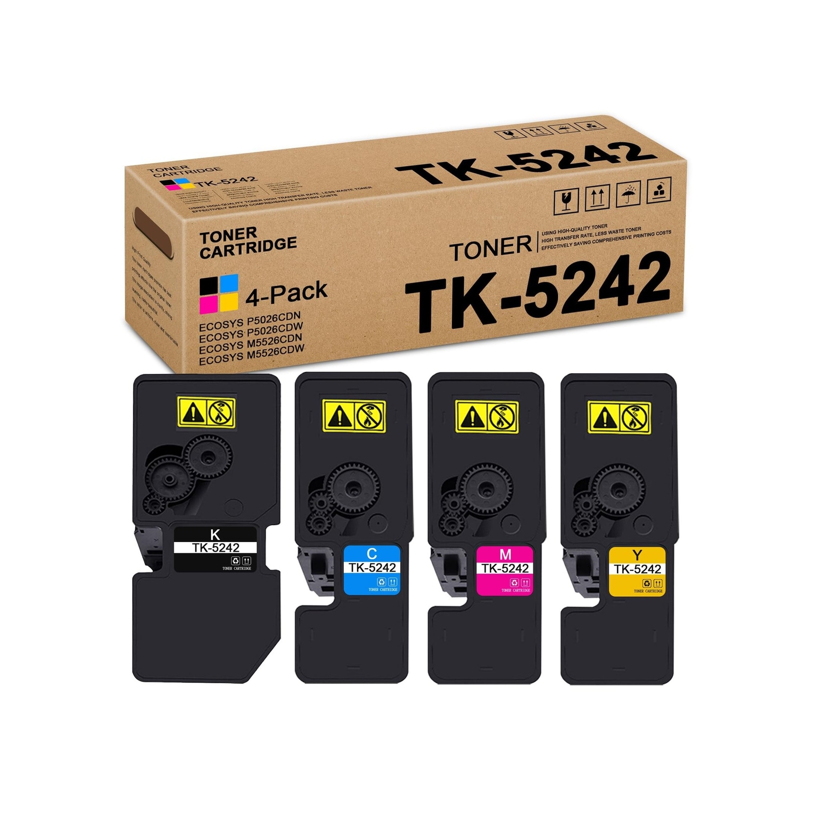 TK5242 TK-5242 Toner Cartridge Set (4-Pack, 1Black/1Cyan/1Magenta/1Yellow) – …