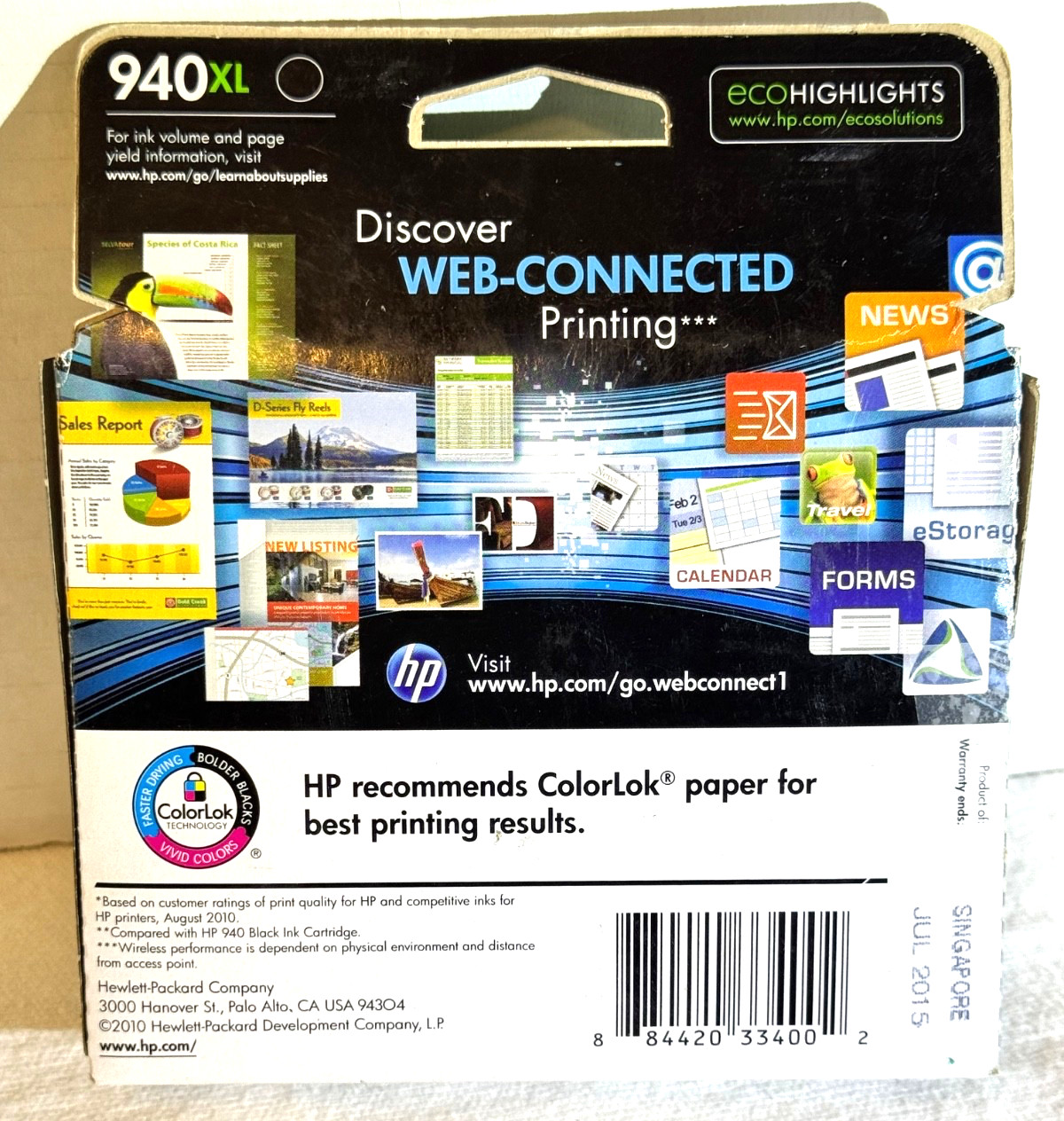 HP Officejet 940 XL Printer Ink Cartridge Black C4906AN Home Office School