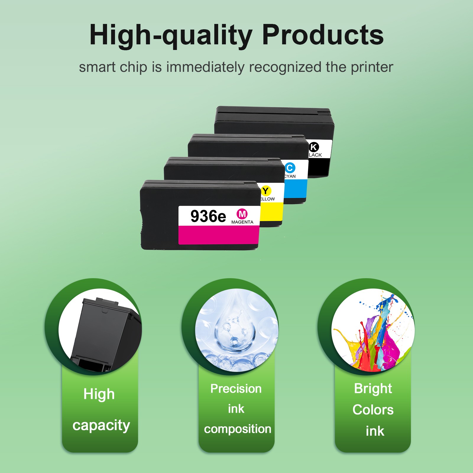 936e 936XL Ink Cartridges (with New Chip) for HP OfficeJet Pro 9135e 9120 4pack