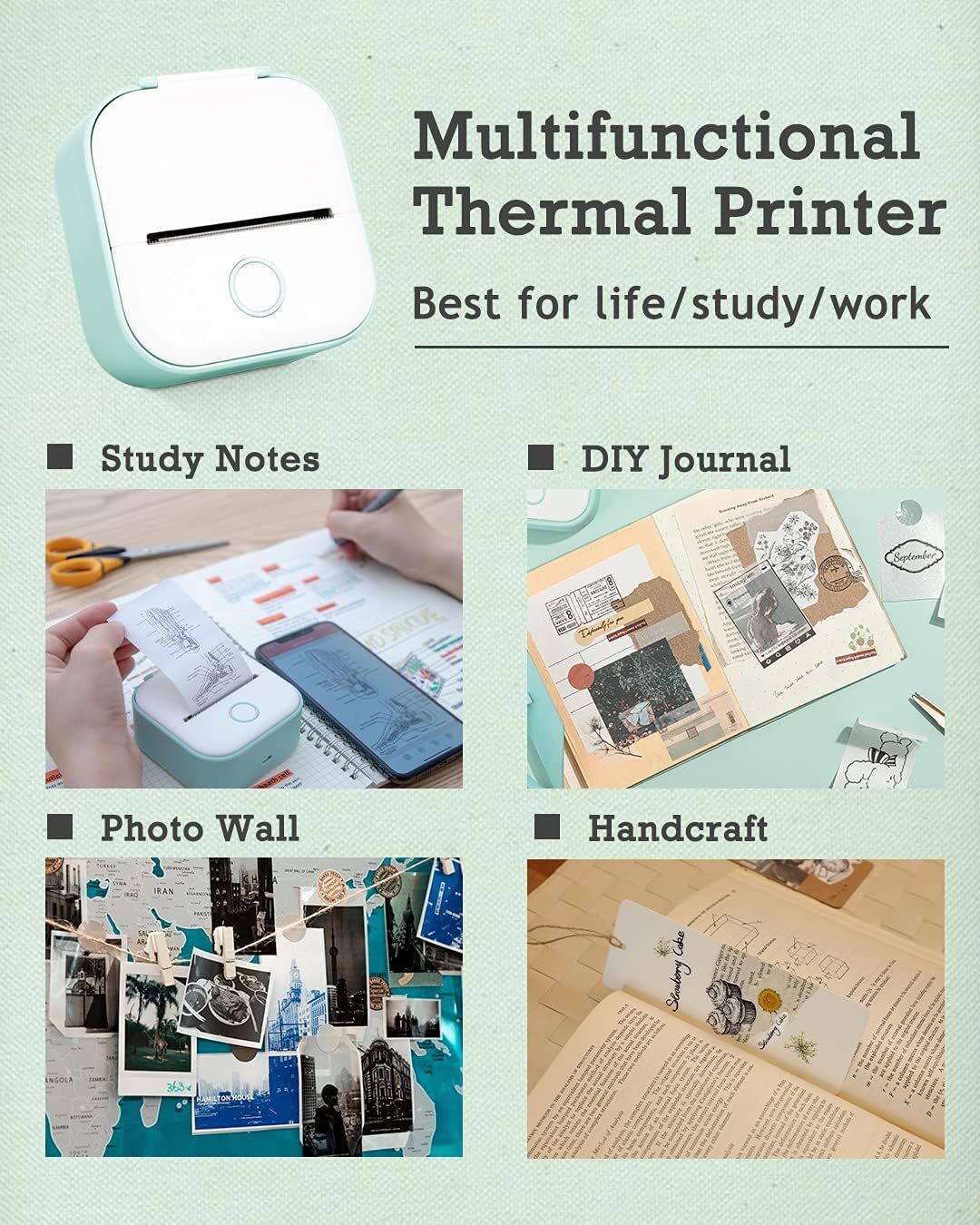 Mini Printer Sticker Thermal Printer Bluetooth Pocket Phone Printer for Packages