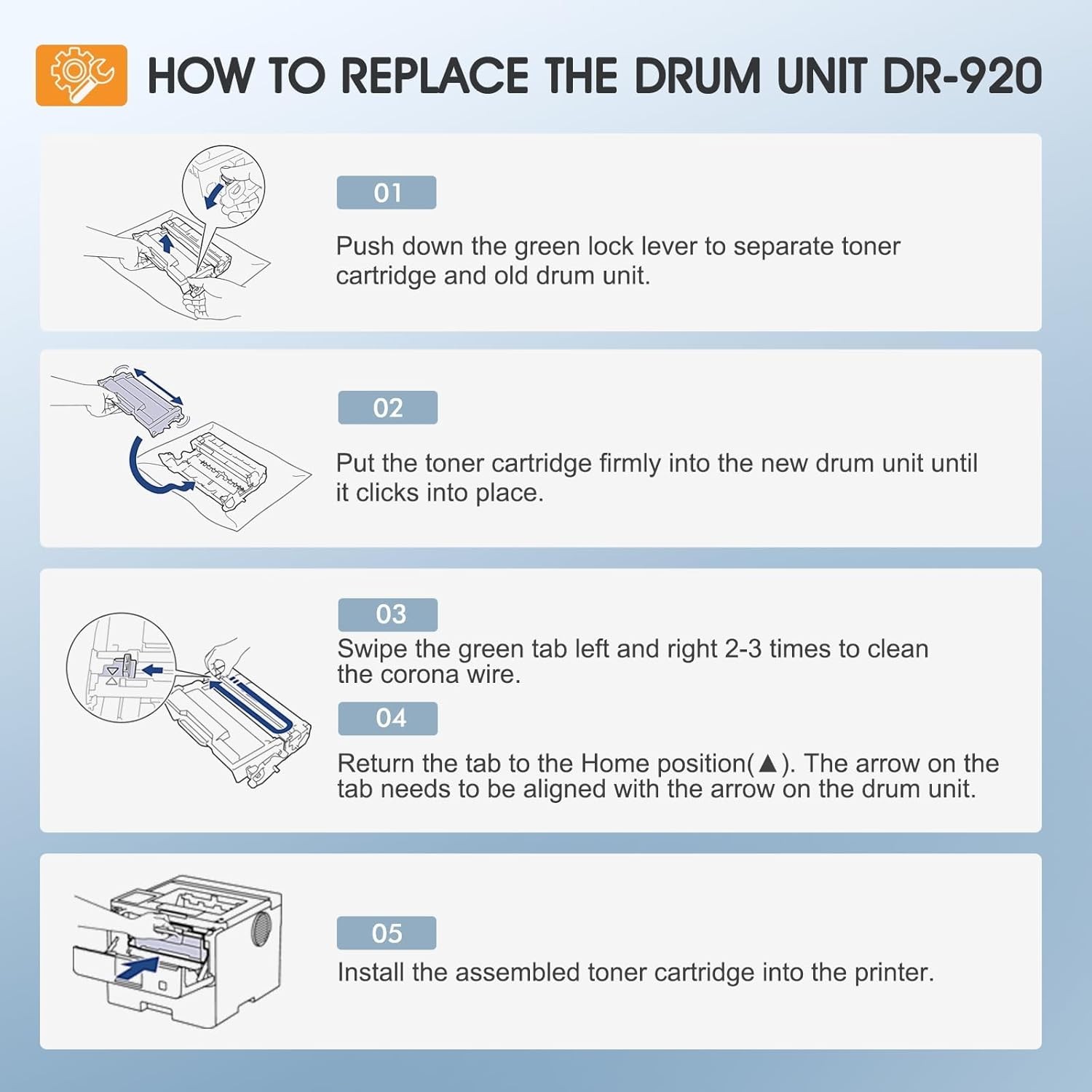 DR-920 DR920 Drum Unit Black 2 Pack Compatible Replacement for Brother DR920 DR