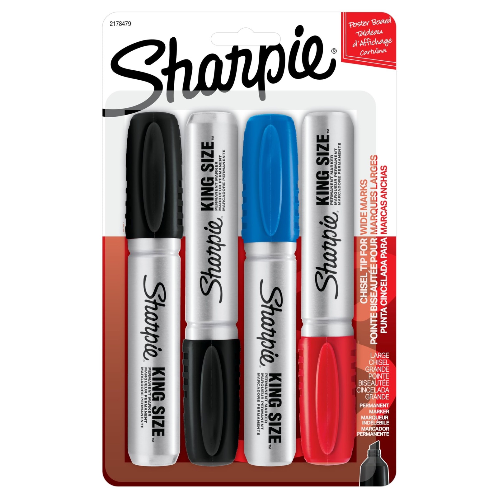 Permanent Markers King Size Chisel Tip Assorted 4 Count Sharpie 15674PP Large