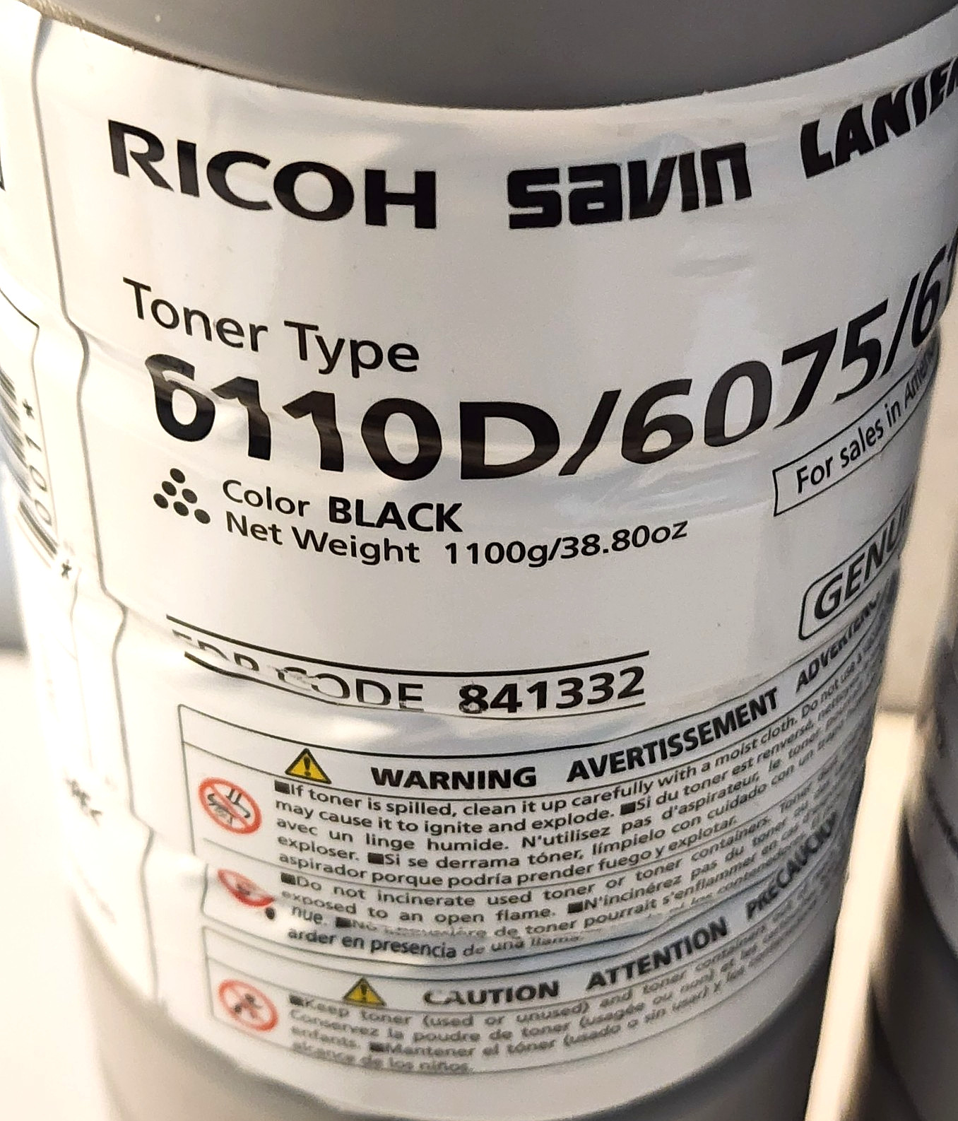 Ricoh Savin Lanier 841332 Black Toner Cartridge Type 6110D Genuine New NO Box
