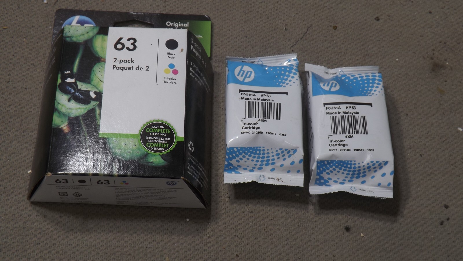 Genuine HP 63XL Black HP 63 Regular Color Ink Cartridges Combo +2 HP 63 lot