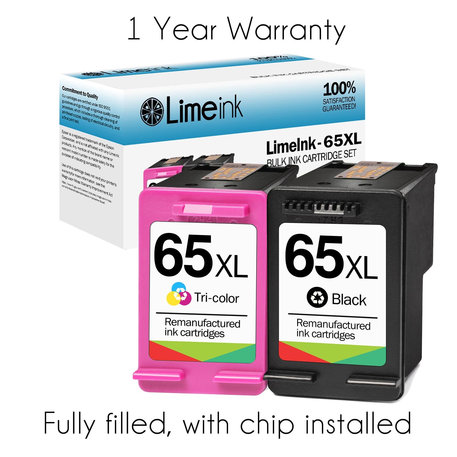 65XL Ink Cartridges for HP Deskjet 2600 2622 2652 3755 ENVY 5052 5000 5055 3721