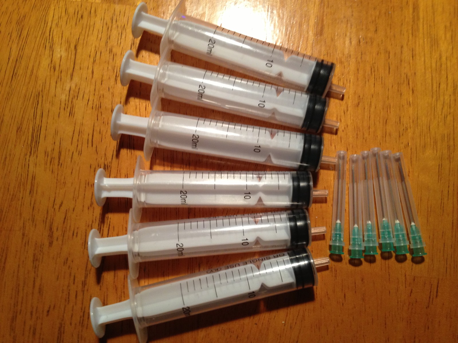 6 20ml syringe 2 inch length for ink refill only -NOT use for medical puposes