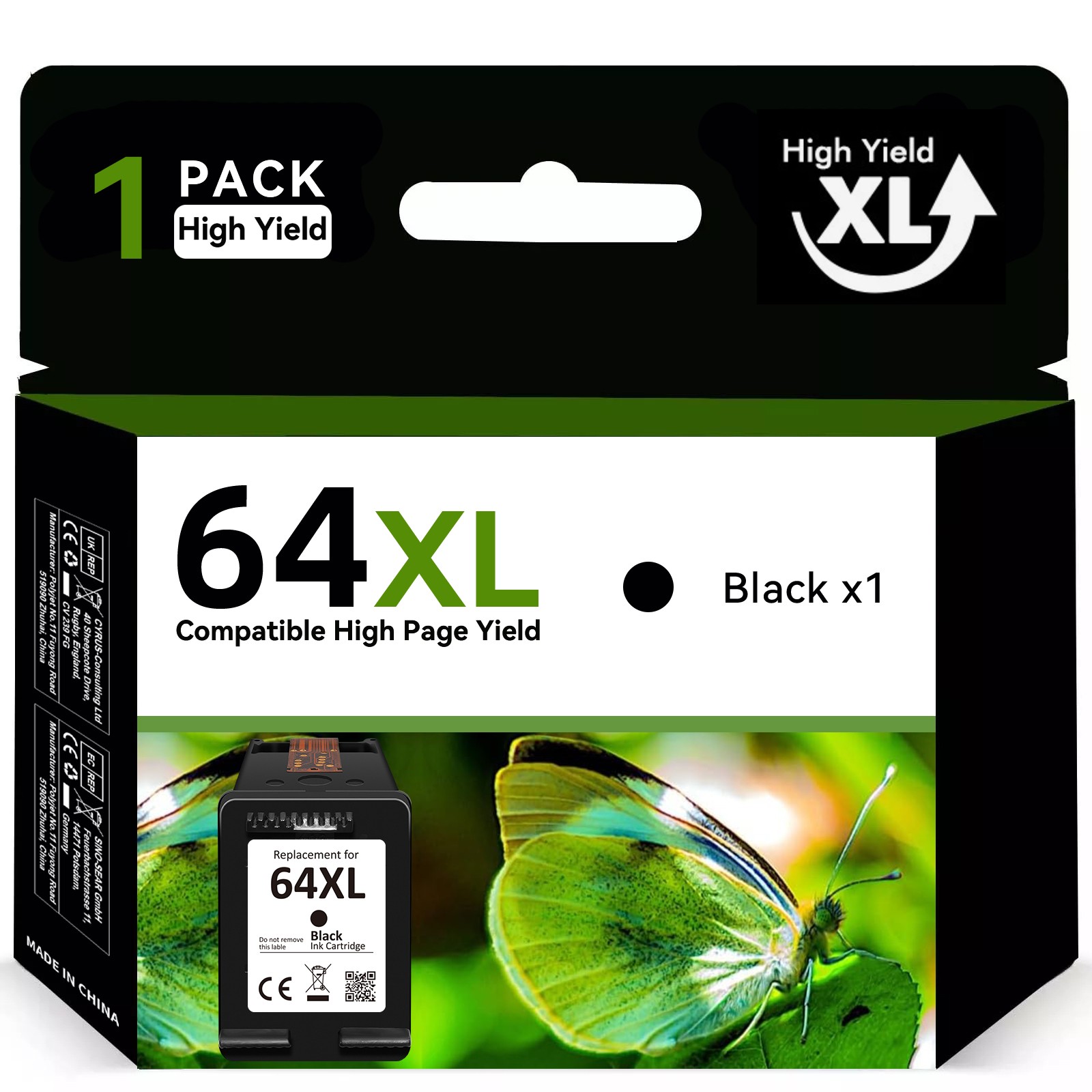 64XL XXL Black Color Ink Cartridge for HP 64 XL Envy 7155 7158 7855 7858 64 Ink