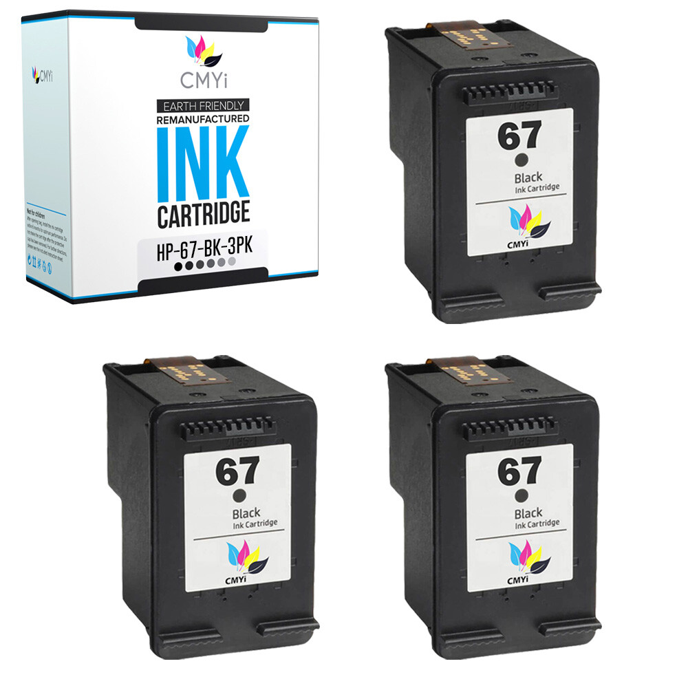 3Pack Compatible HP 67 Black Cartridges for DeskJet 4155e 2755e 2700 2723e 4255e
