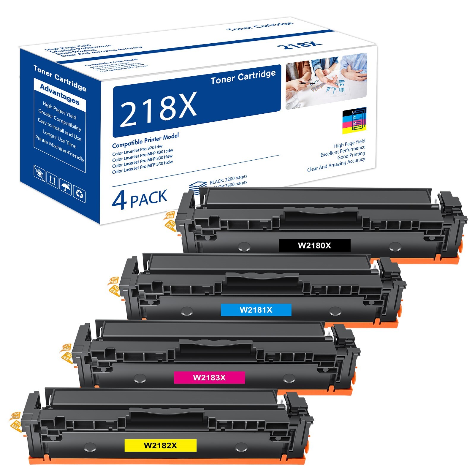 4PK 218X W2180X W2181X W2182X W2183X Toner for HP Pro 3201dw MFP 3301fdw 3301cdw