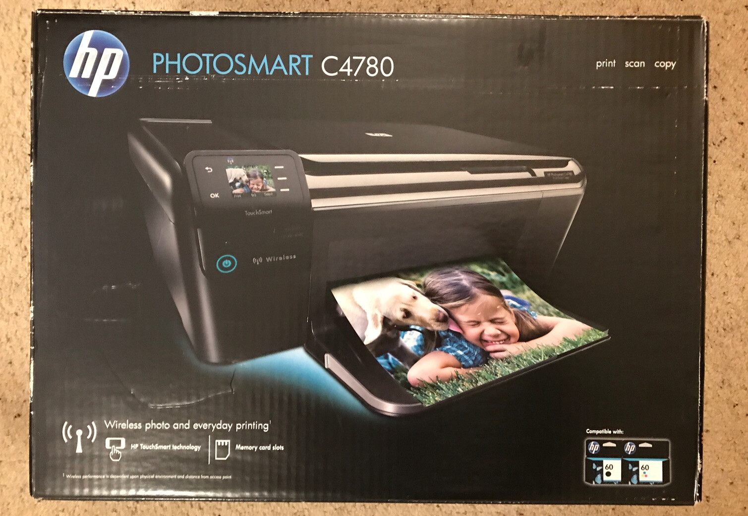 HP Photosmart C4780 All-in-One Print Inkjet Wireless Photo Printer Black “New!”