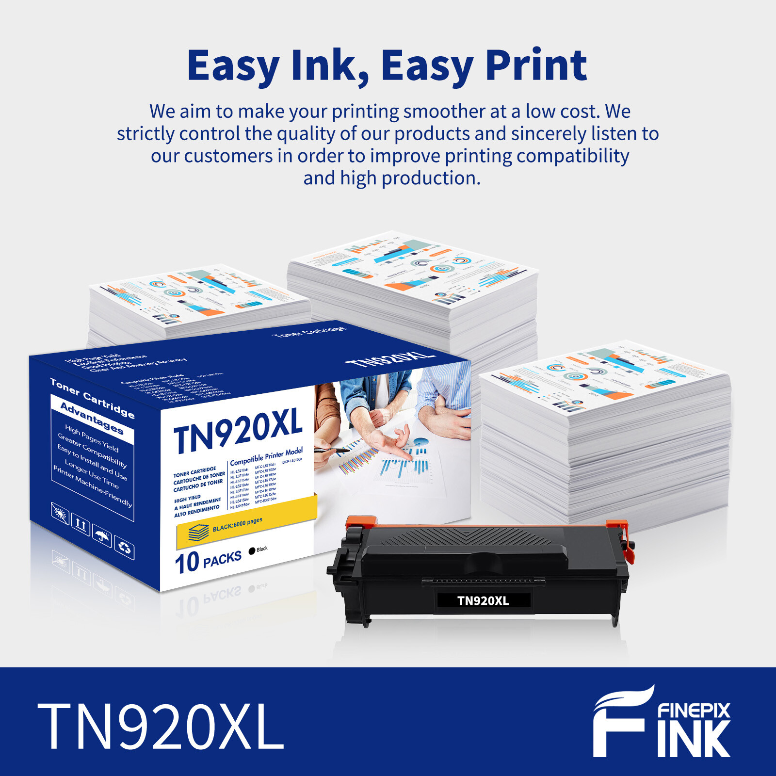 10PK Toner TN 920 for Brother TN-920XL Toner Cartridge MFC-L5915DW MFC-EX915DW