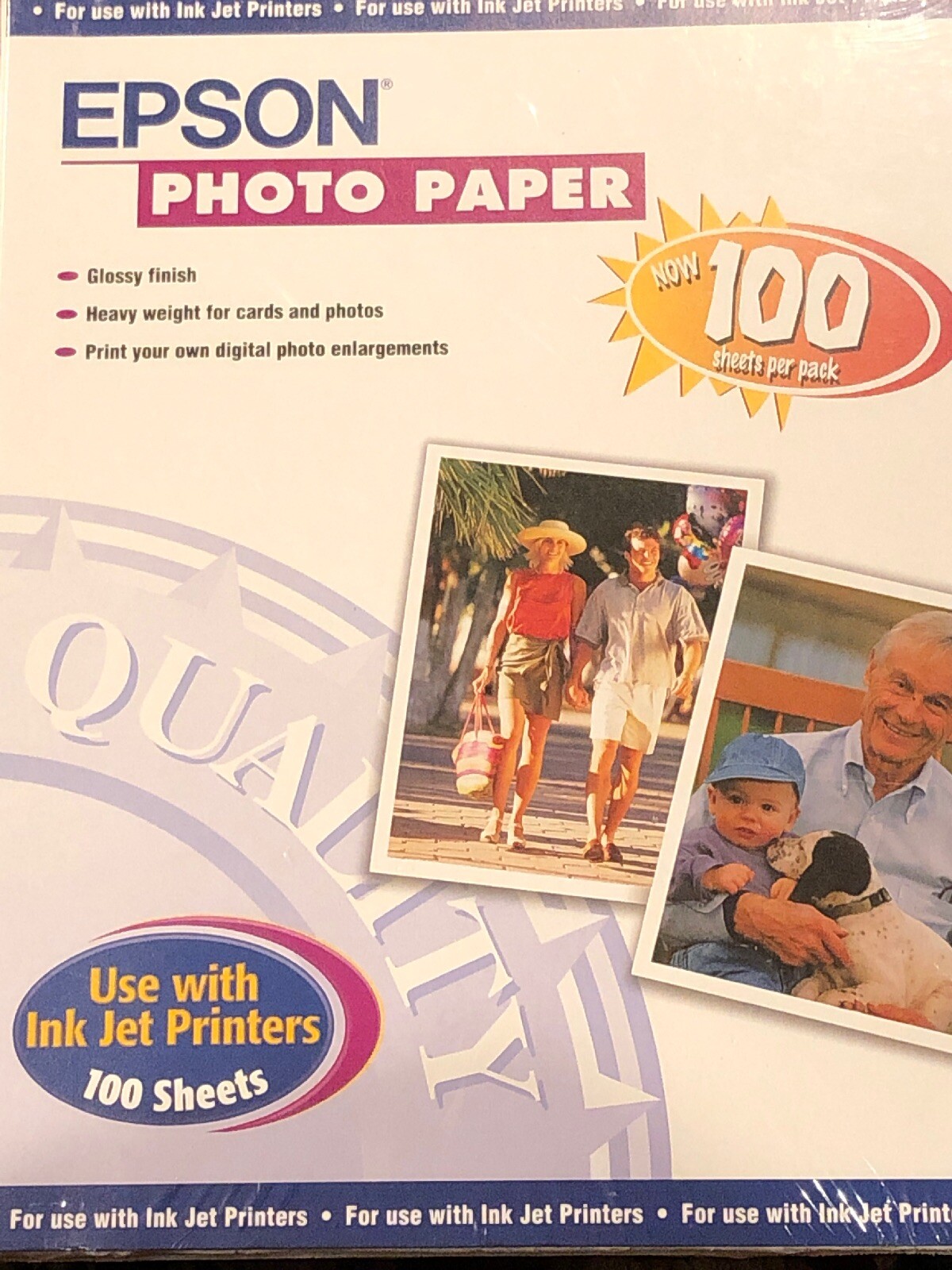 Epson Glossy Finish Photo Paper 8,5” X11” Ink Jet Printer #41864 100 Sheets BN