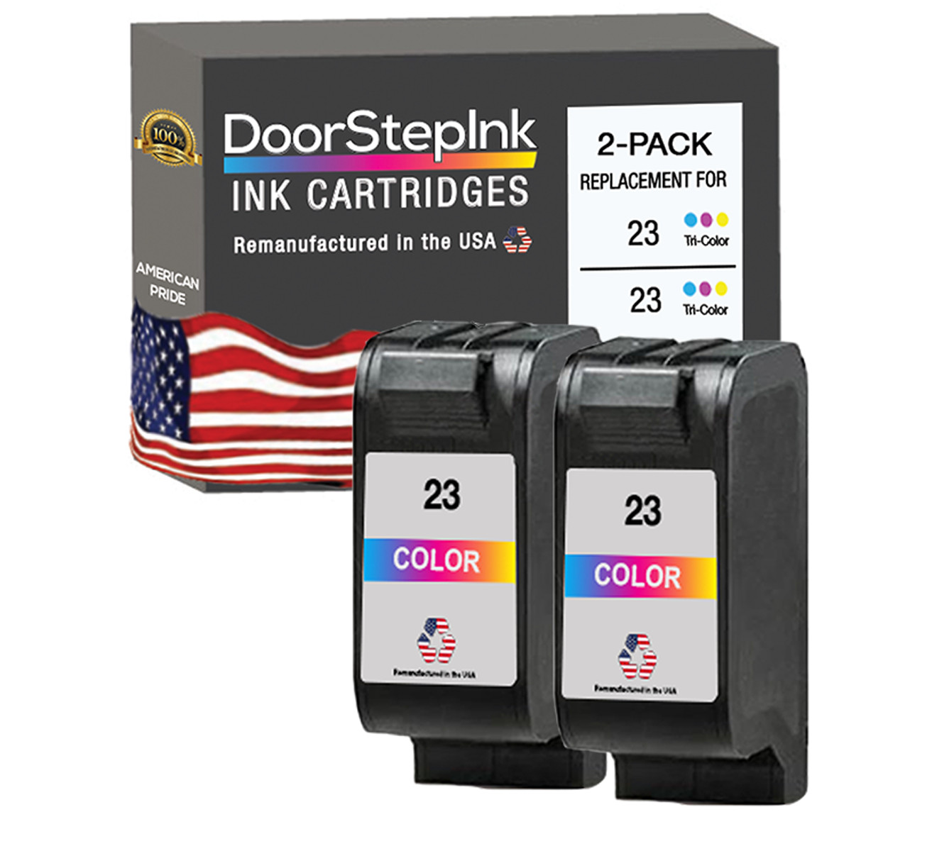 DoorStepInk Compatible Ink Cartridge for HP 23 Color 2 PK USA Ink
