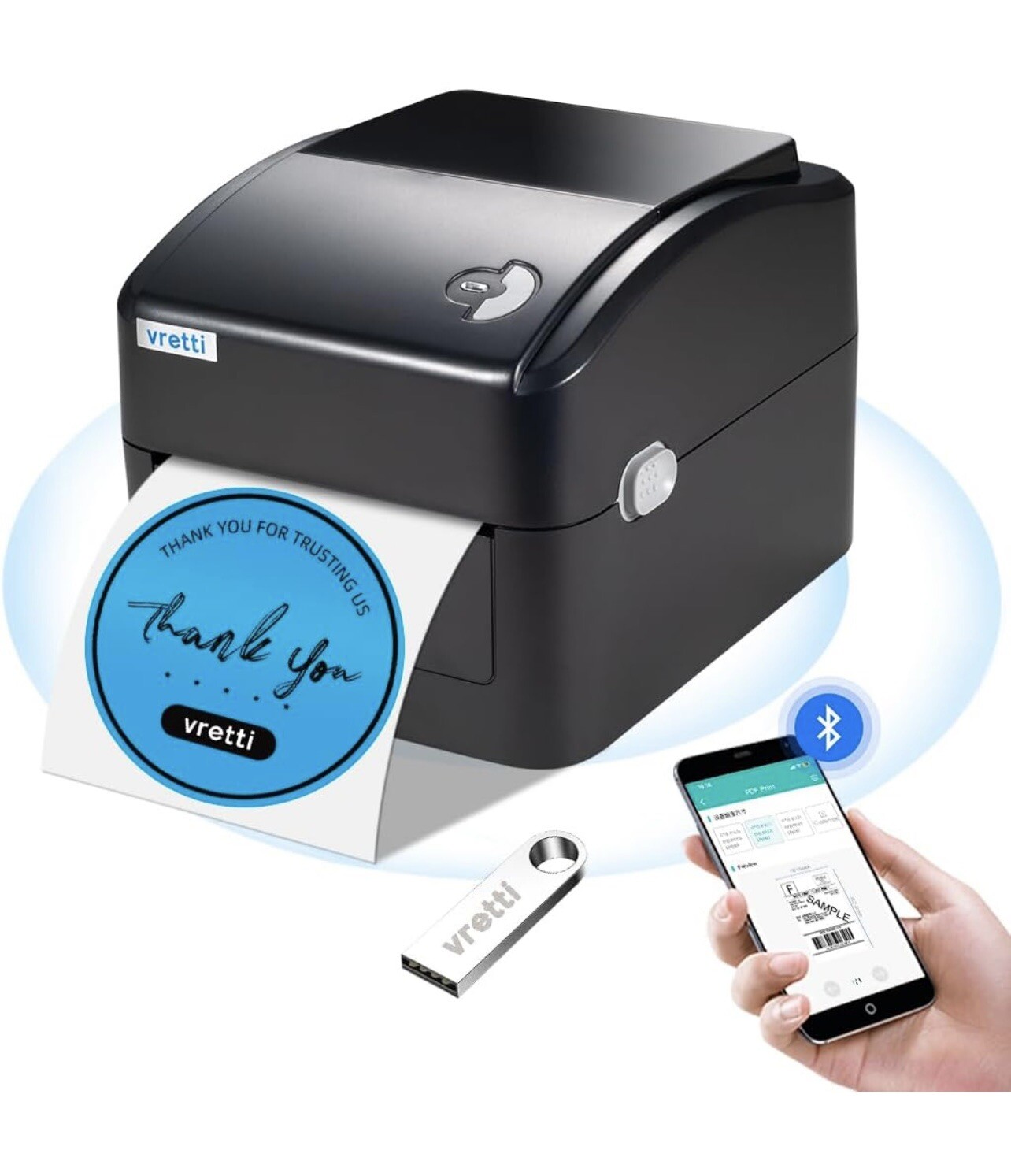 vretti Bluetooth Thermal Shipping Label Printer, Wireless 4×6 Label Printer