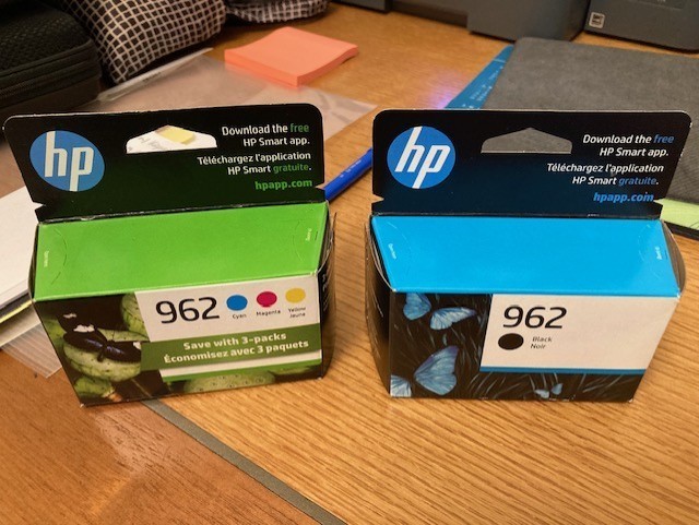 HP 962 Tricolor PLUS Black; NEW (Exp May 2027 and July 2027), in unopened boxes