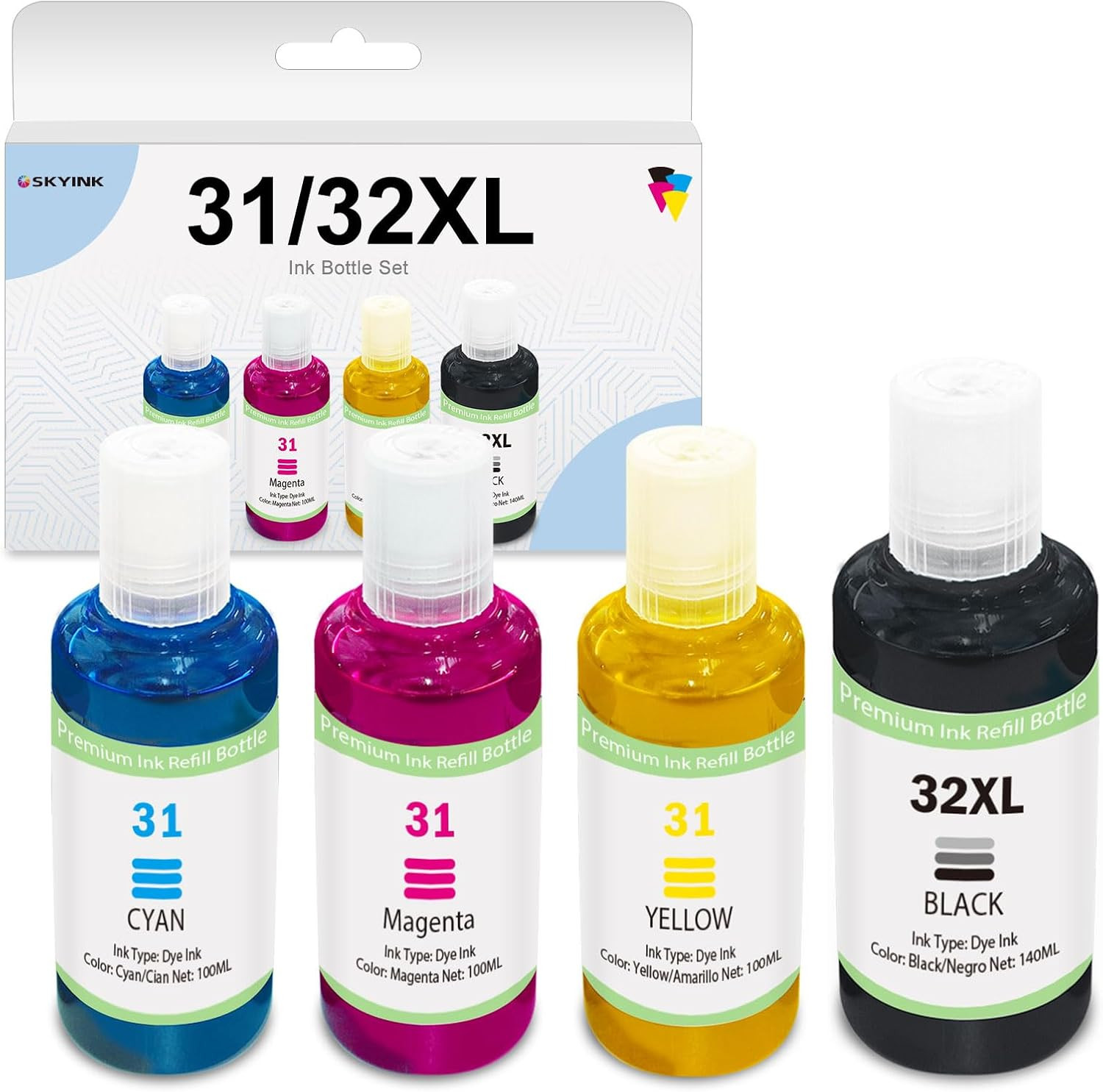 Skyink Compatible Ink Refill Bottle Replacement for HP 31 32XL Black Ink Bottle