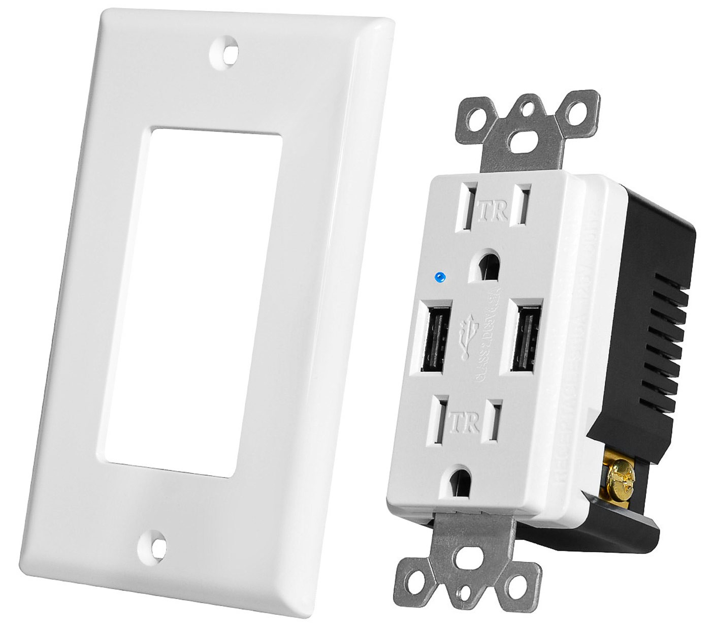 Greencycle 8PK Dual Electrical 4.2A USB Wall Outlet with Power Charge, 15A/125V