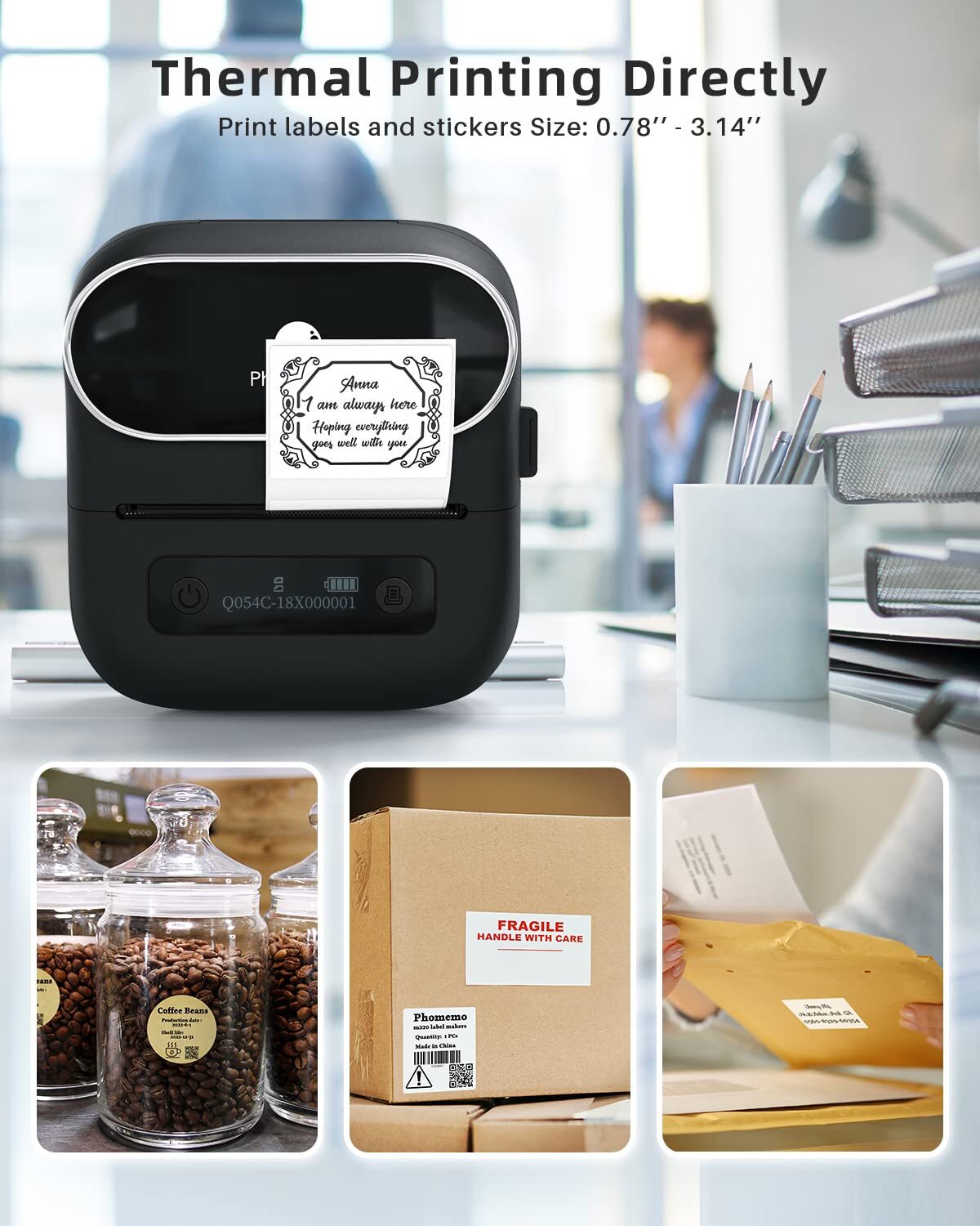 M220 Label Maker Bluetooth Sticker Machine Barcode Label Printer or Labels Lot