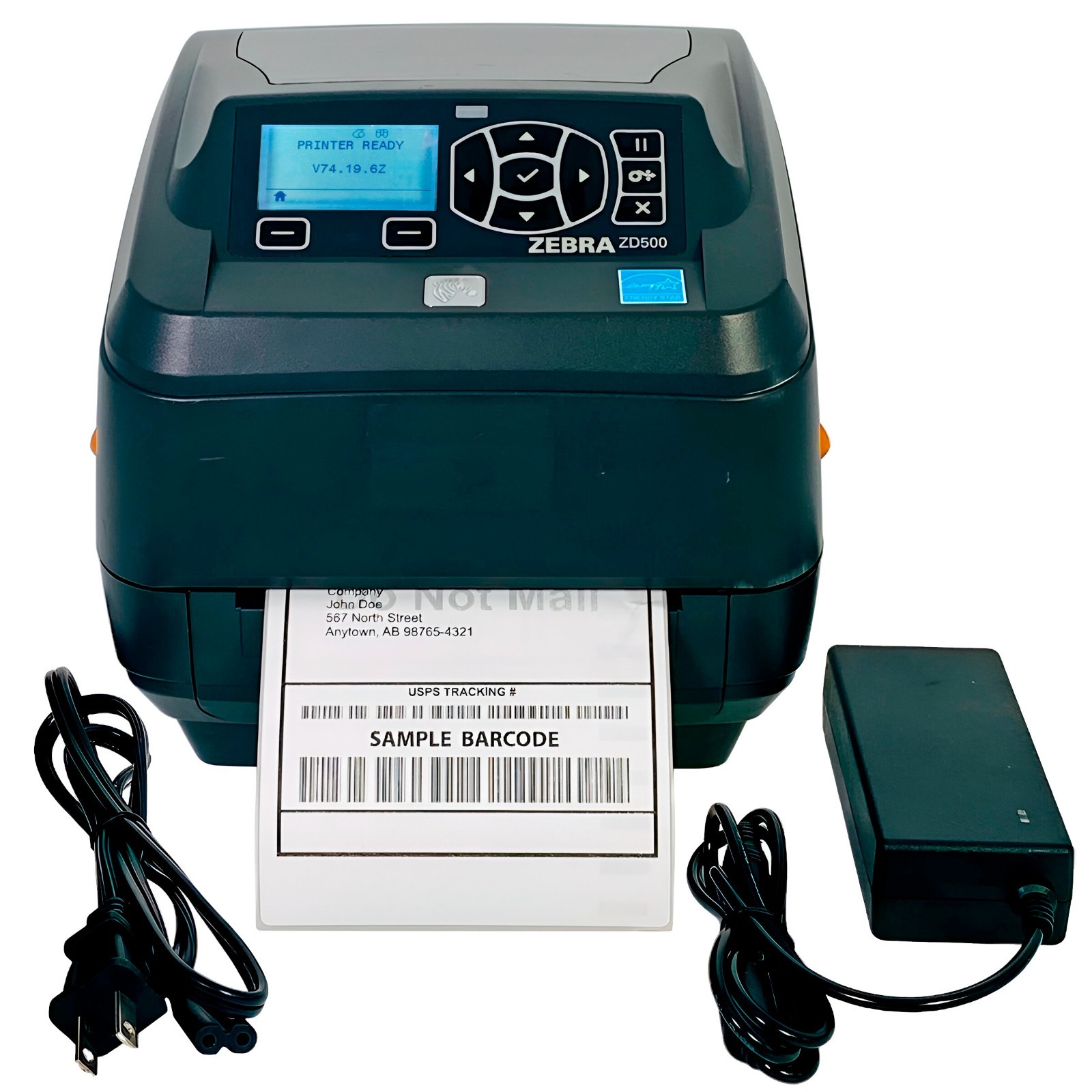 TESTED Zebra ZD500 Thermal Transfer Barcode Label Printer LCD USB LAN Bluetooth