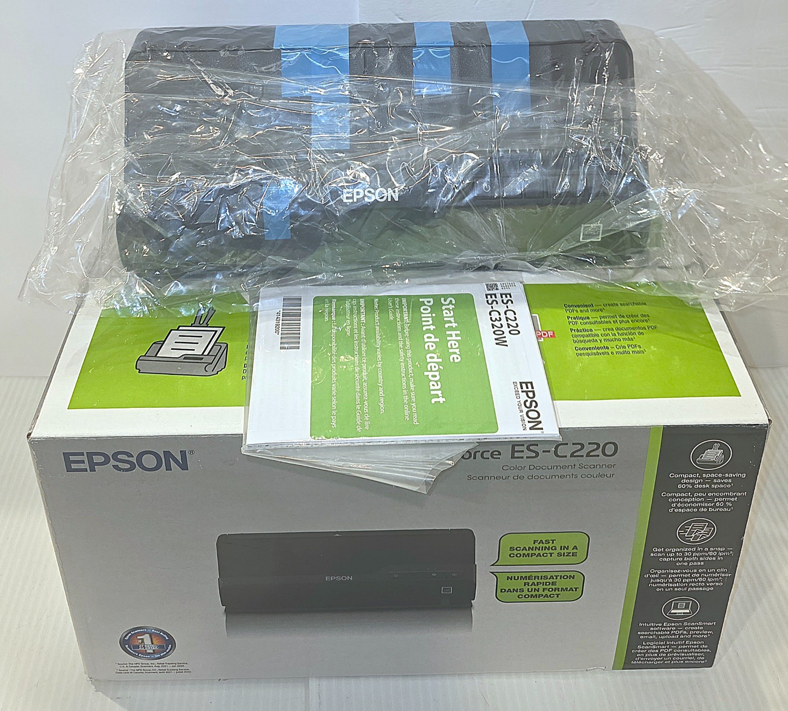 (INCOMPLETE) Epson WorkForce ES-C220 Compact Color Document Scanner (READ)