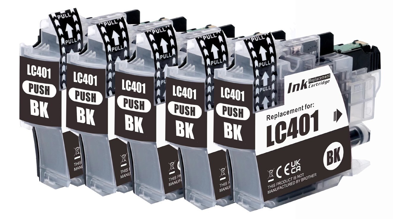 5PK Black Ink compatible with Brother LC401 MFC-J1010DW MFC-J1012DW MFC-J1170DW