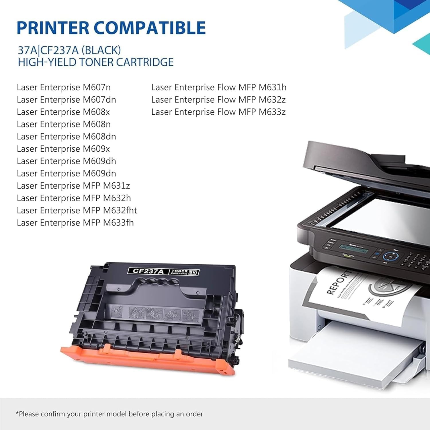 GORLENKE 37A CF237A Black Toner Cartridge 2 Pack for M607 M608 M609 M631.