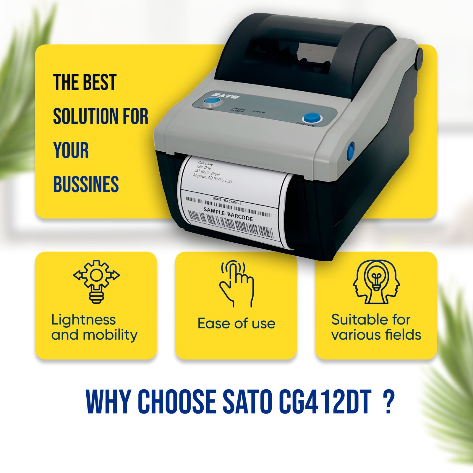 SATO CG412DT Direct Thermal 4″ Wide Label Printer similar to Brother QL-1110NWB