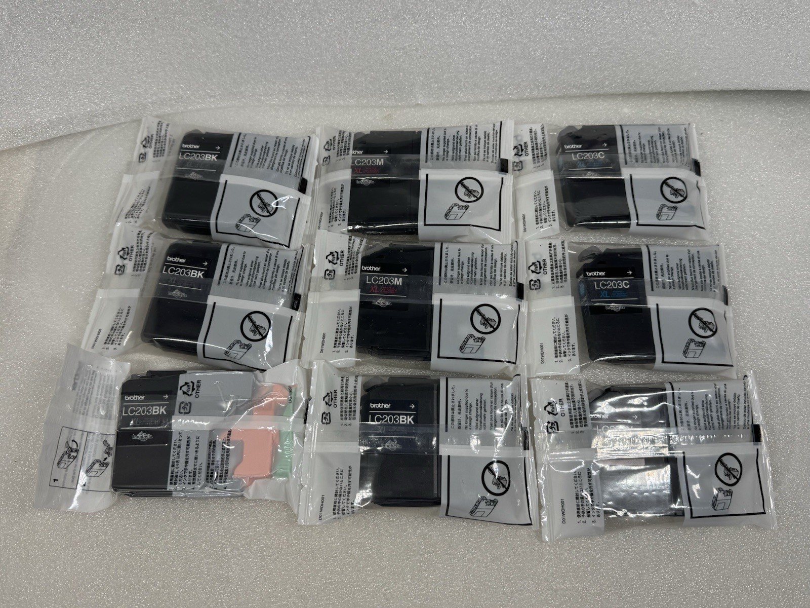 LOT OF 9 Brother LC203BK XL Black, Yellow, Magenta, Cyan Ink Cartridges 2027