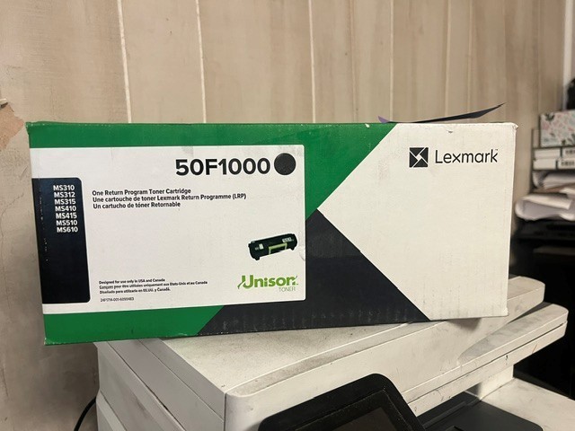 Genuine Lexmark 50F1000 Black Toner Cartridge sealed box