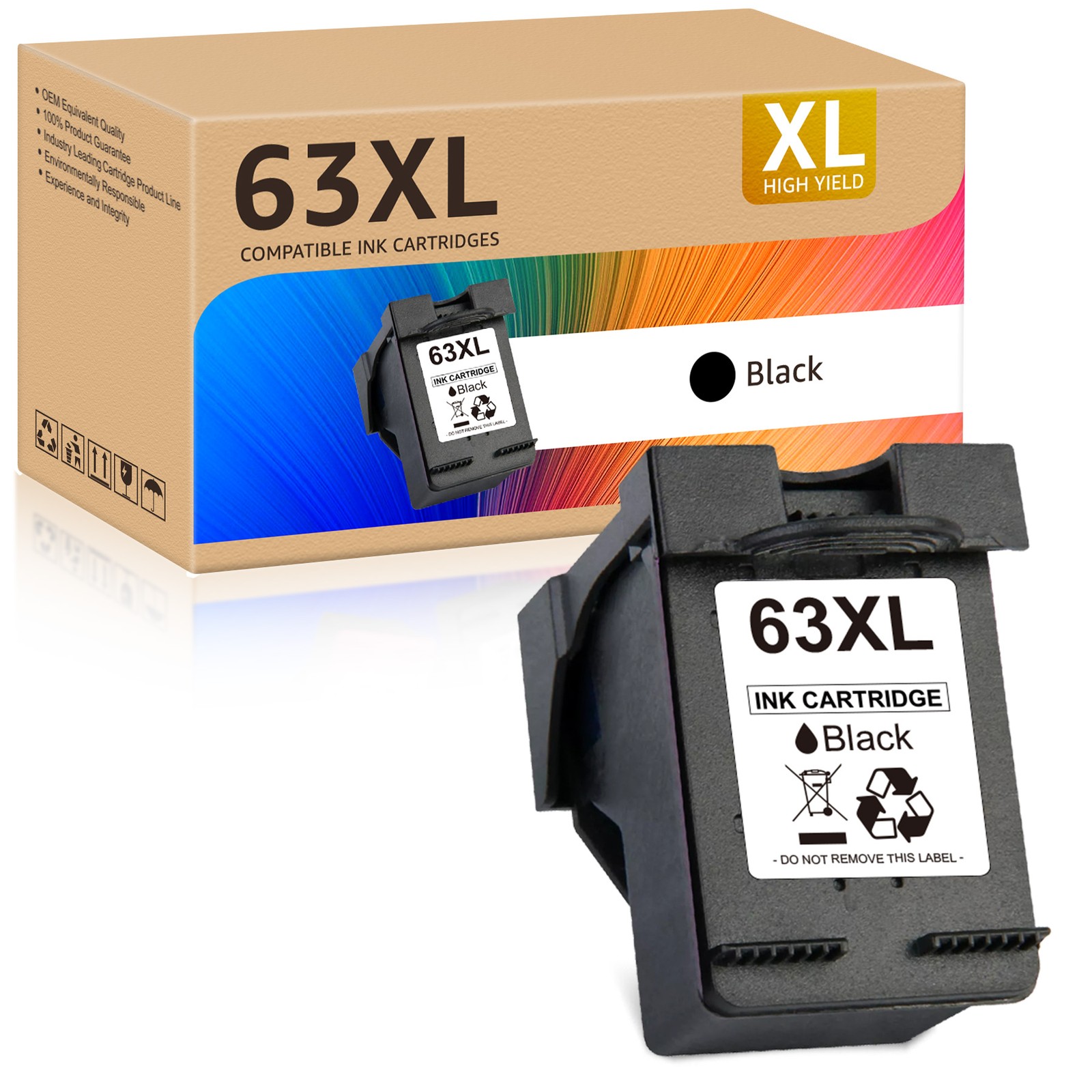 63XL Ink Cartridge for HP OfficeJet 3830 4650 5200 5220 5255 5264 ENVY 4512 4520