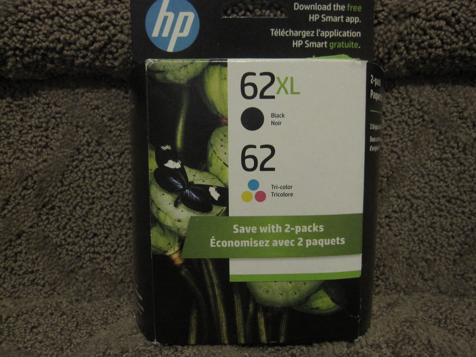Combo HP N9H67FN Black & Tri Color Ink Cartridge Genuine OEM # 62XL 62 APR/2027
