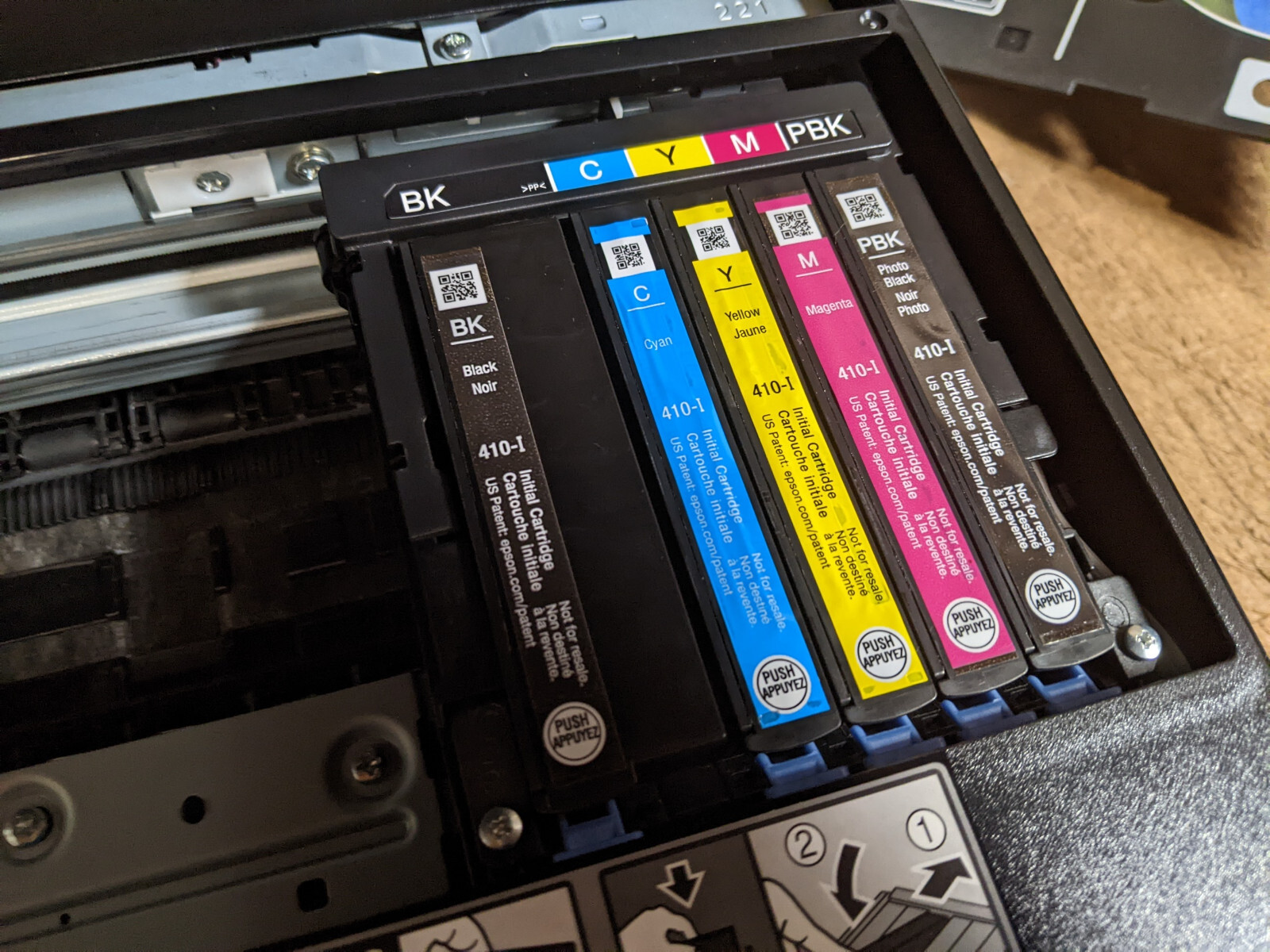 READ USED! EPSON MODEL 410 INK CATRIDGES 5-PC SET FROM XP-7100 PRINTER