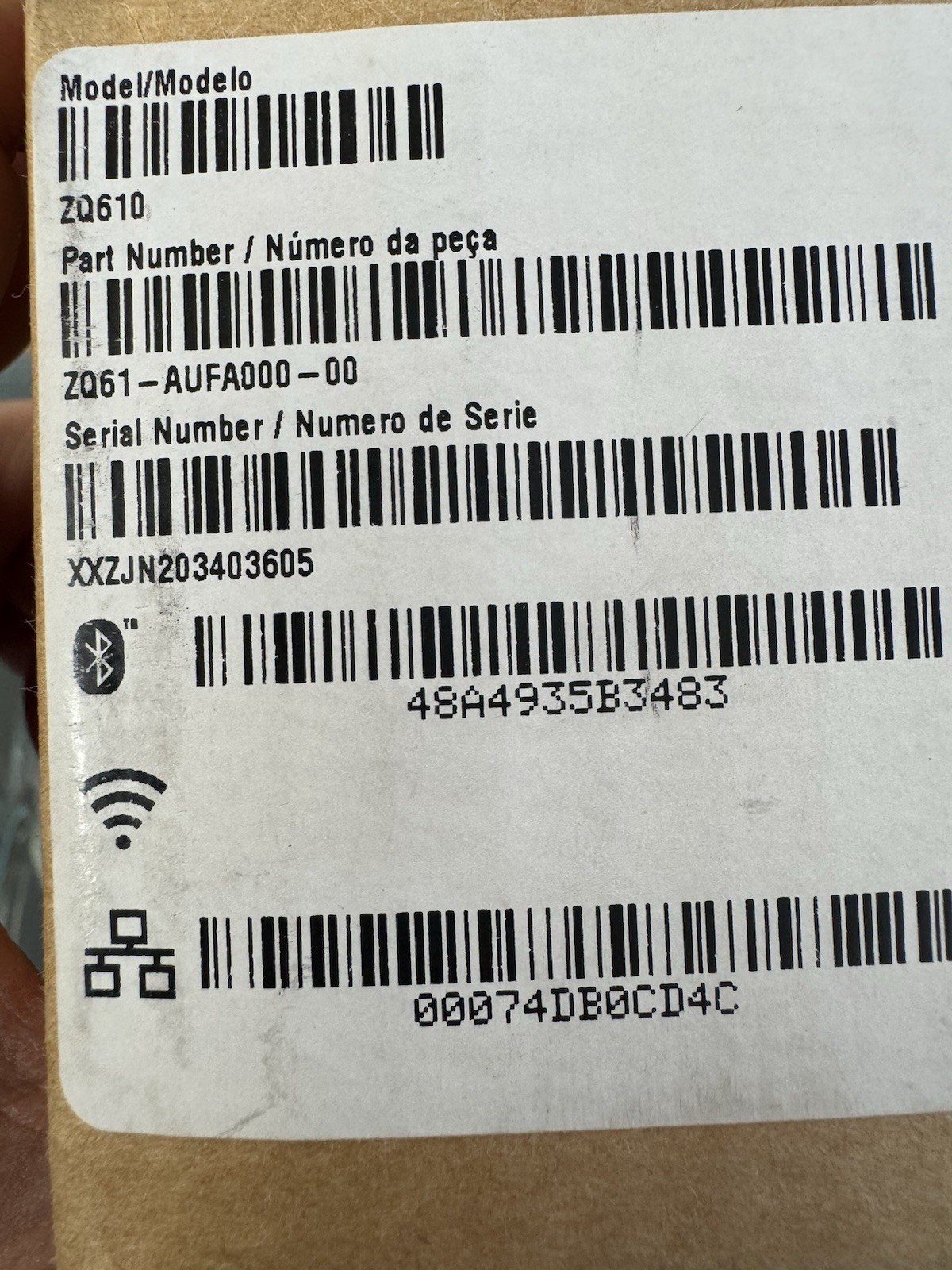 Zebra ZQ610 Thermal Label Printer Bluetooth Mobile Receipt Printer ZQ61-AUFA000-
