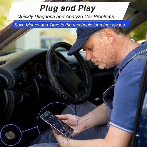 Bluetooth 4.0 Scanner Car Code Reader for iPhone iOS Android Color: Black&Blue