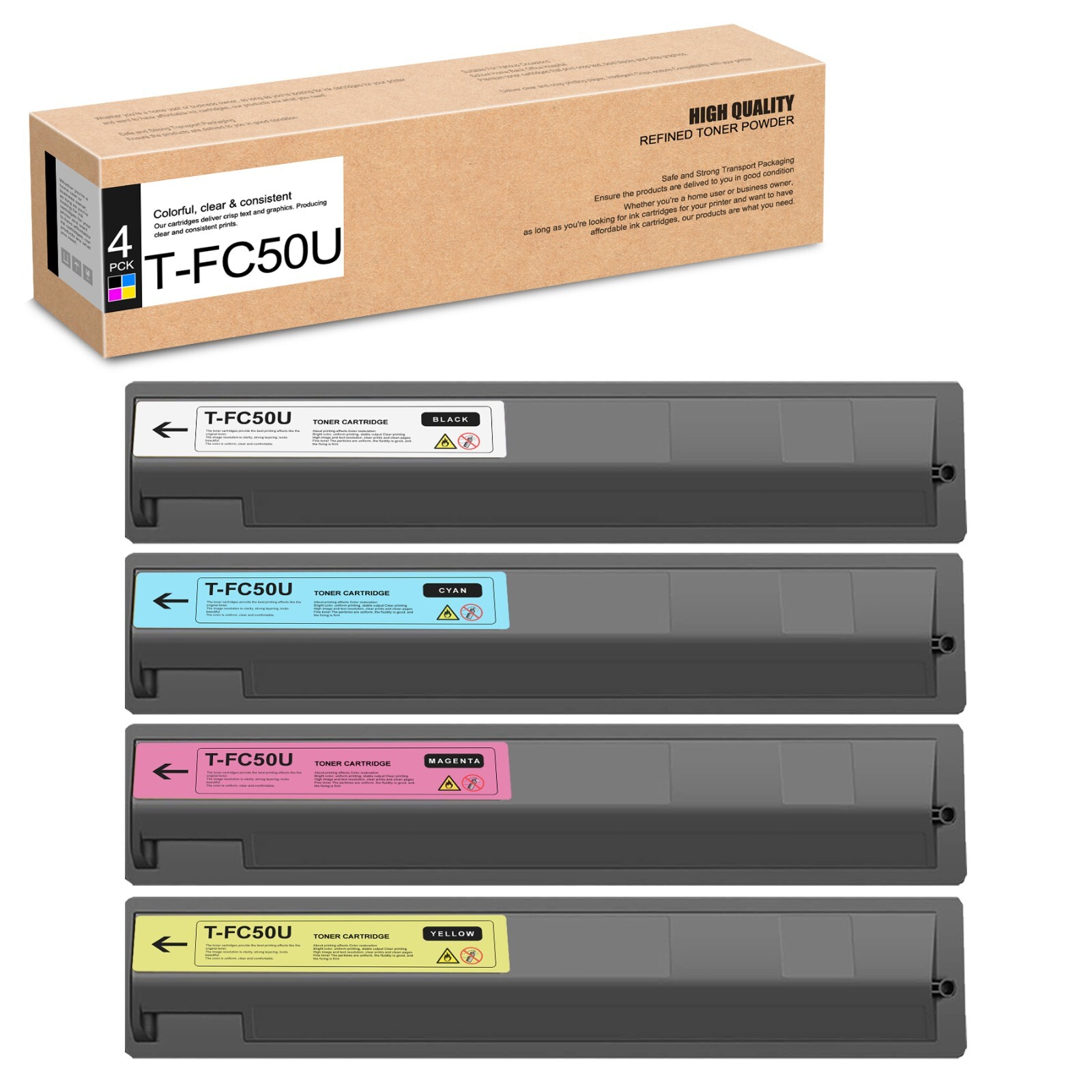 4 Pack T-FC50U Toner Cartridge Set CMYK for E-Studio 2555C 3055C 3555C 4555C