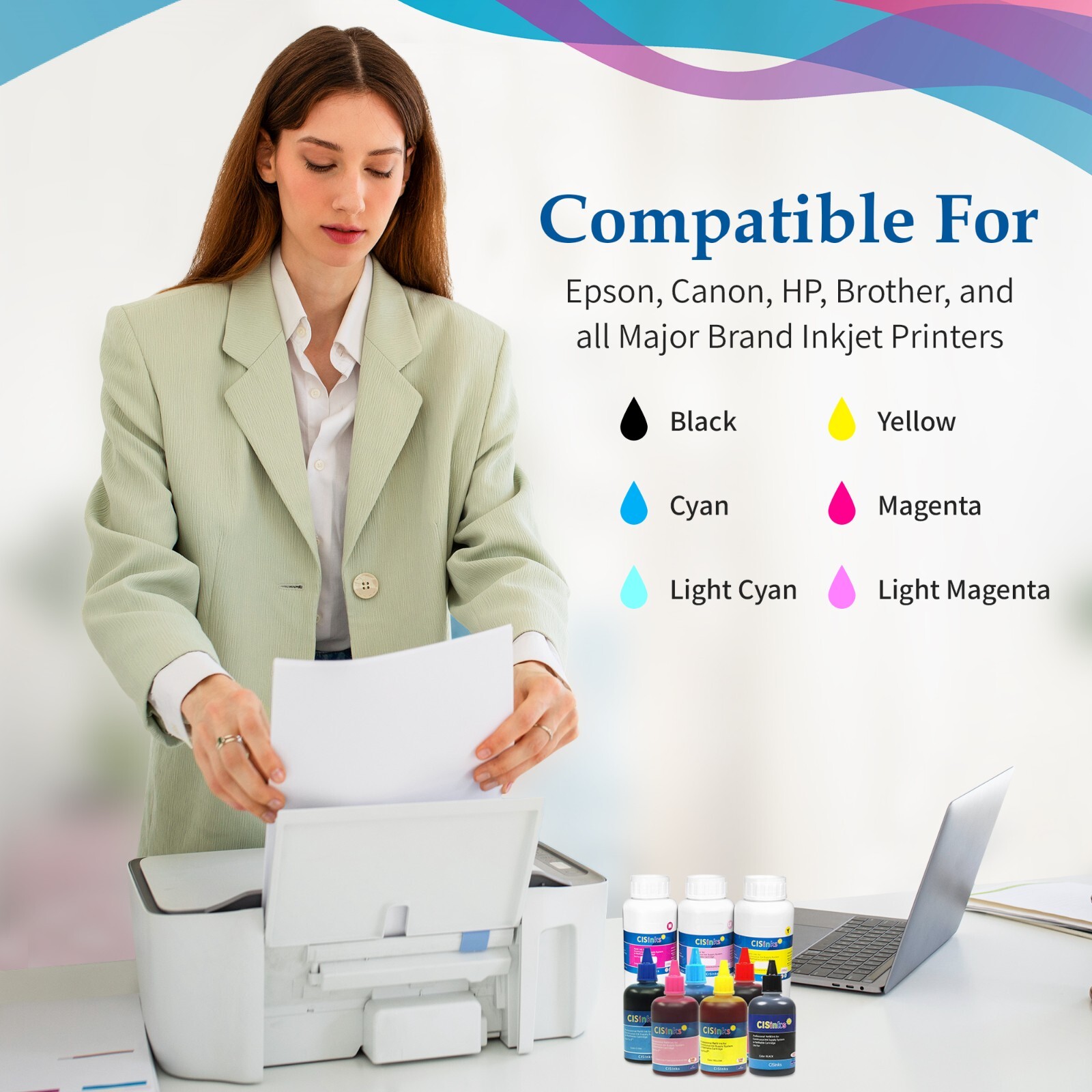 Non-OEM Universal Premium Refill Ink Bottles for CISS Refillable HP