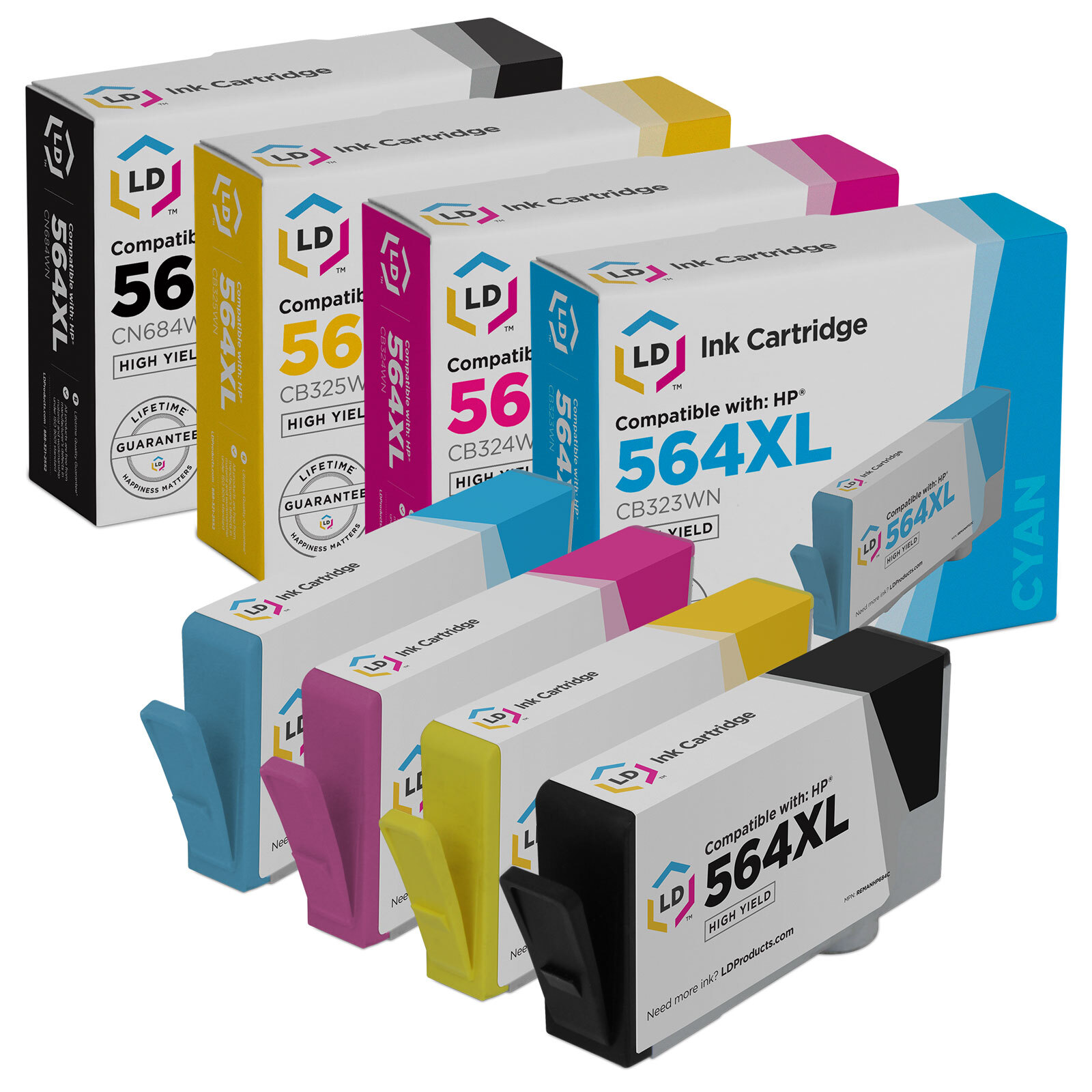 LD Compatible Replacements HP 564XL 4pk HY Ink CN684WN CB323WN CB324WN CB325WN