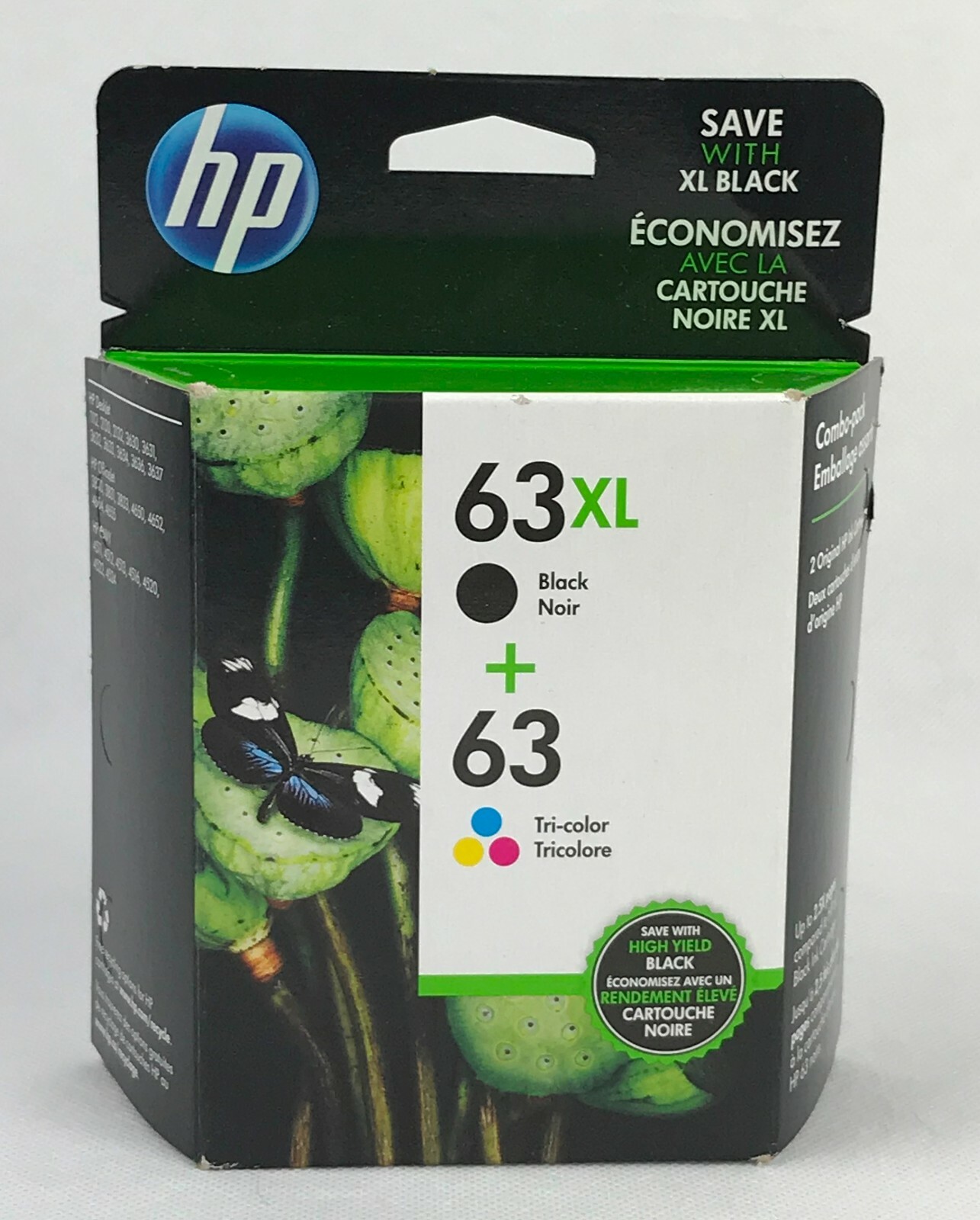 Original HP 63XL Black + 63XL Tri-Color Ink Cartridges Exp Oct/2019 NEW