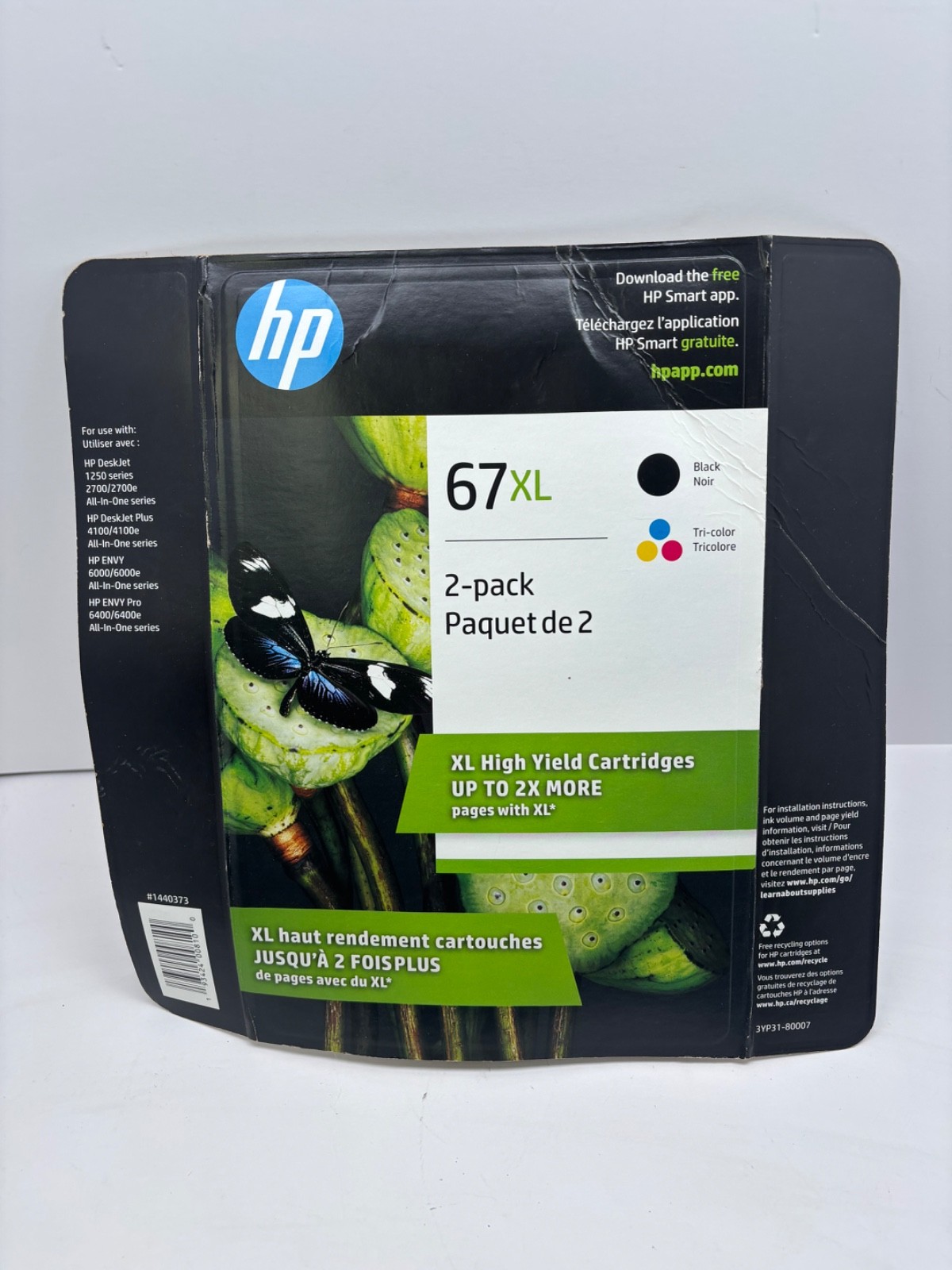 HP 67XL 2-Pack High Yield Ink Cartridges – Black & Tri-color EXPIRED SEP 2023