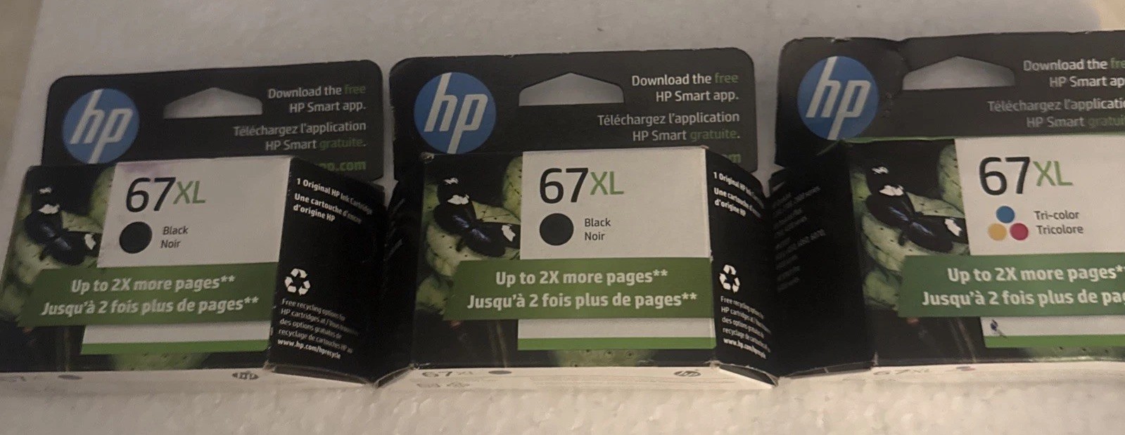 HP 67XL High 2 Black 1 Tri ColorOriginal 3YM58AN and 3YM56AN ,3YM57AN Option 140